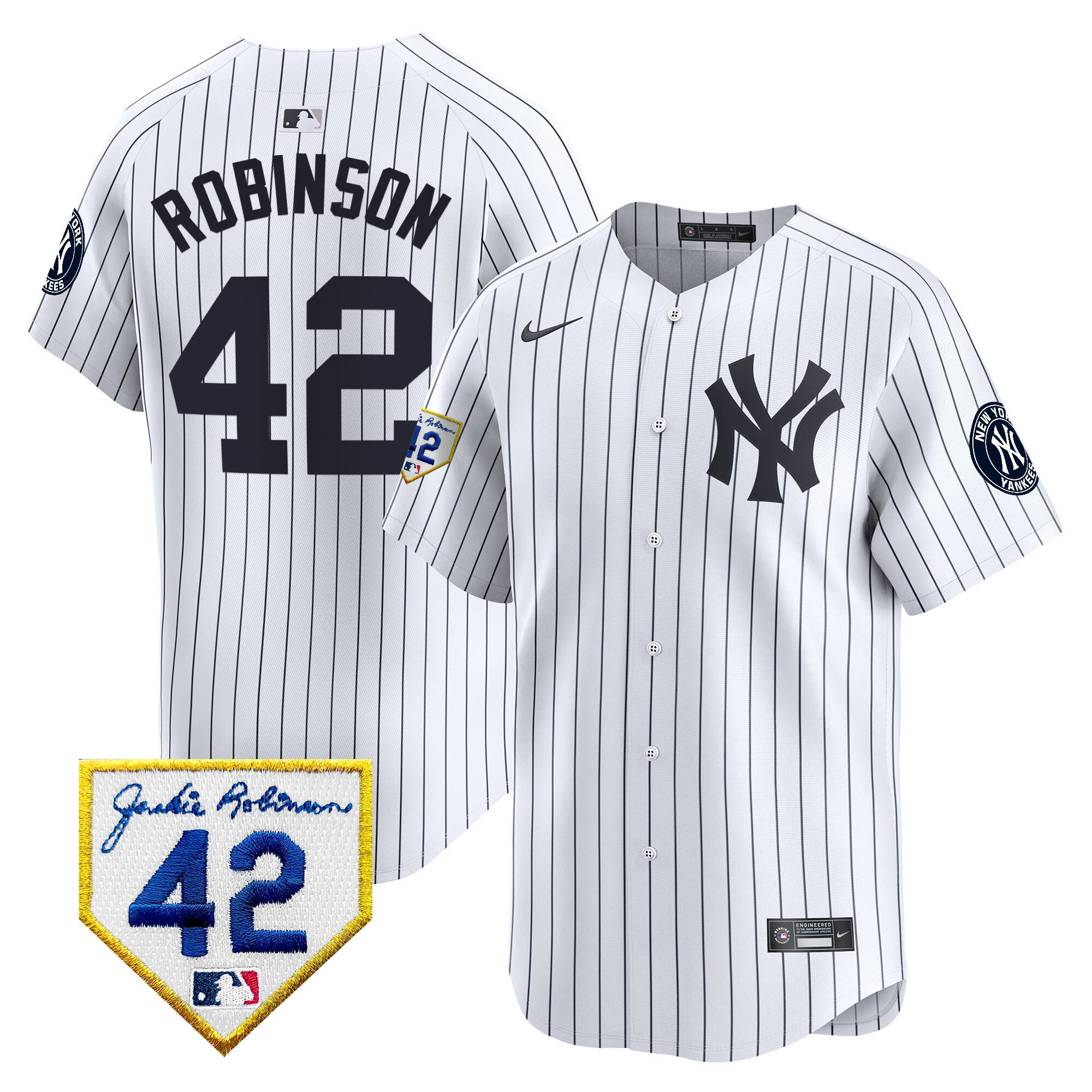 Men's New York Yankees 2024 Jackie Robinson Patch Vapor Premier Limited Jersey - All Stitched