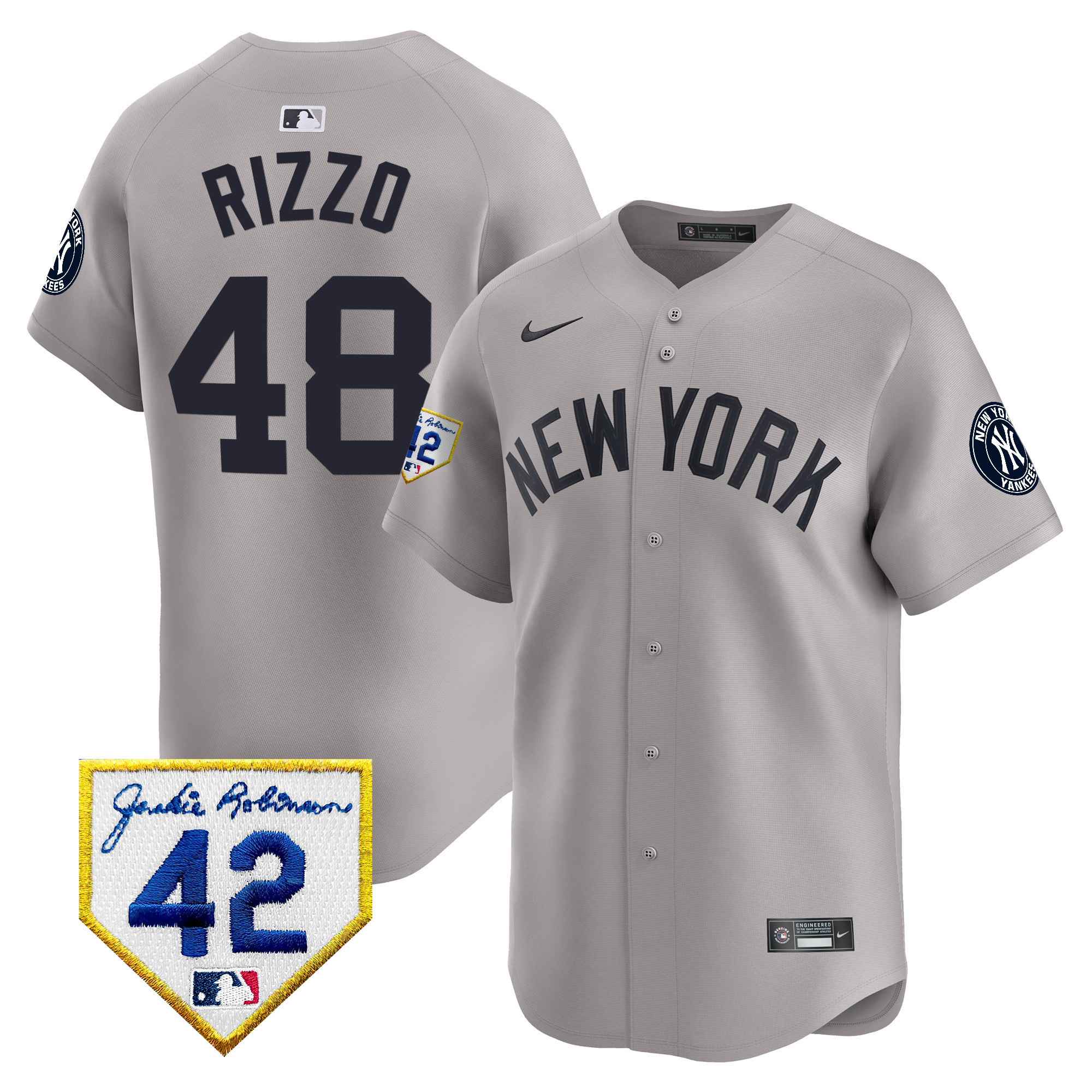Men's New York Yankees 2024 Jackie Robinson Patch Vapor Premier Limited Jersey - All Stitched