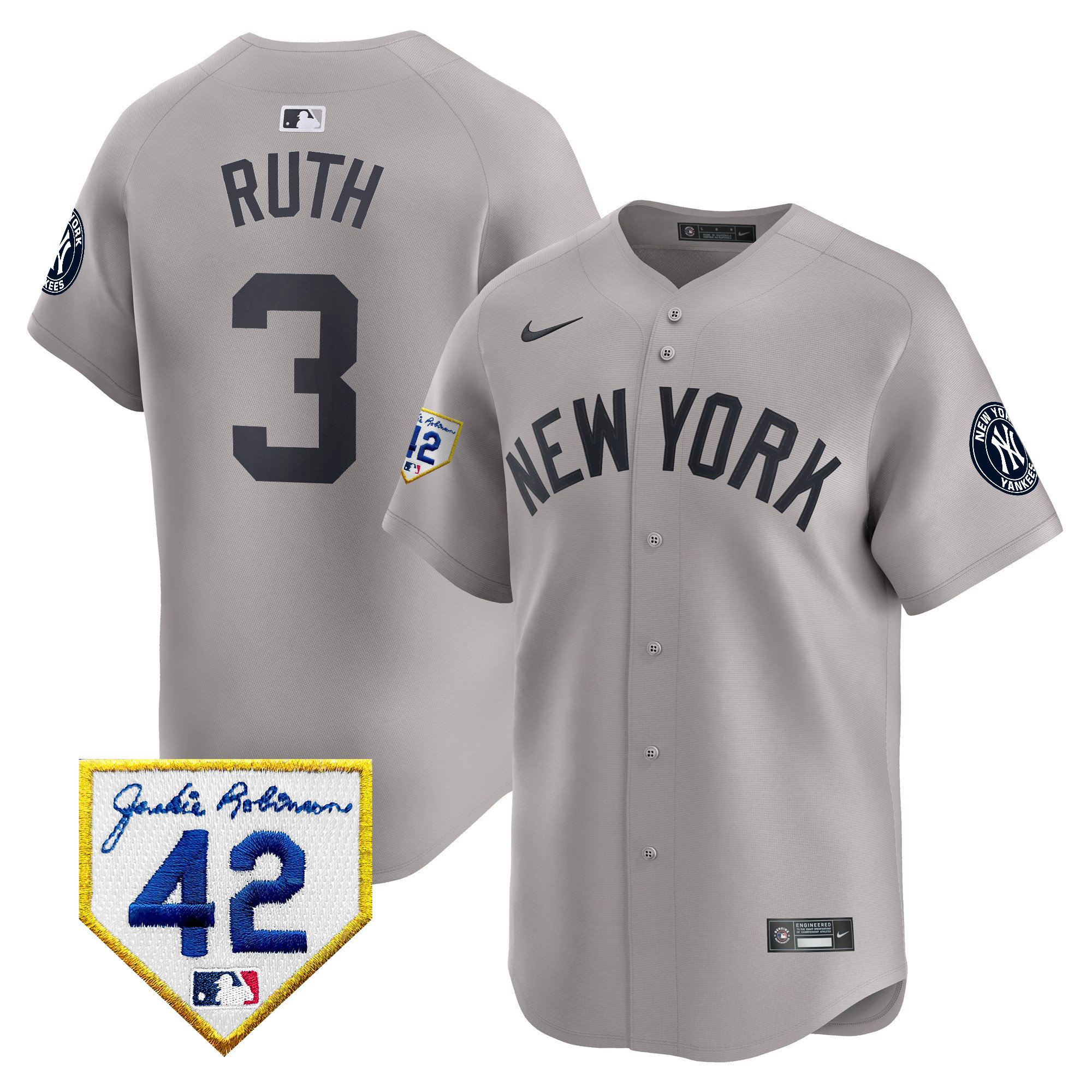 Men's New York Yankees 2024 Jackie Robinson Patch Vapor Premier Limited Jersey - All Stitched