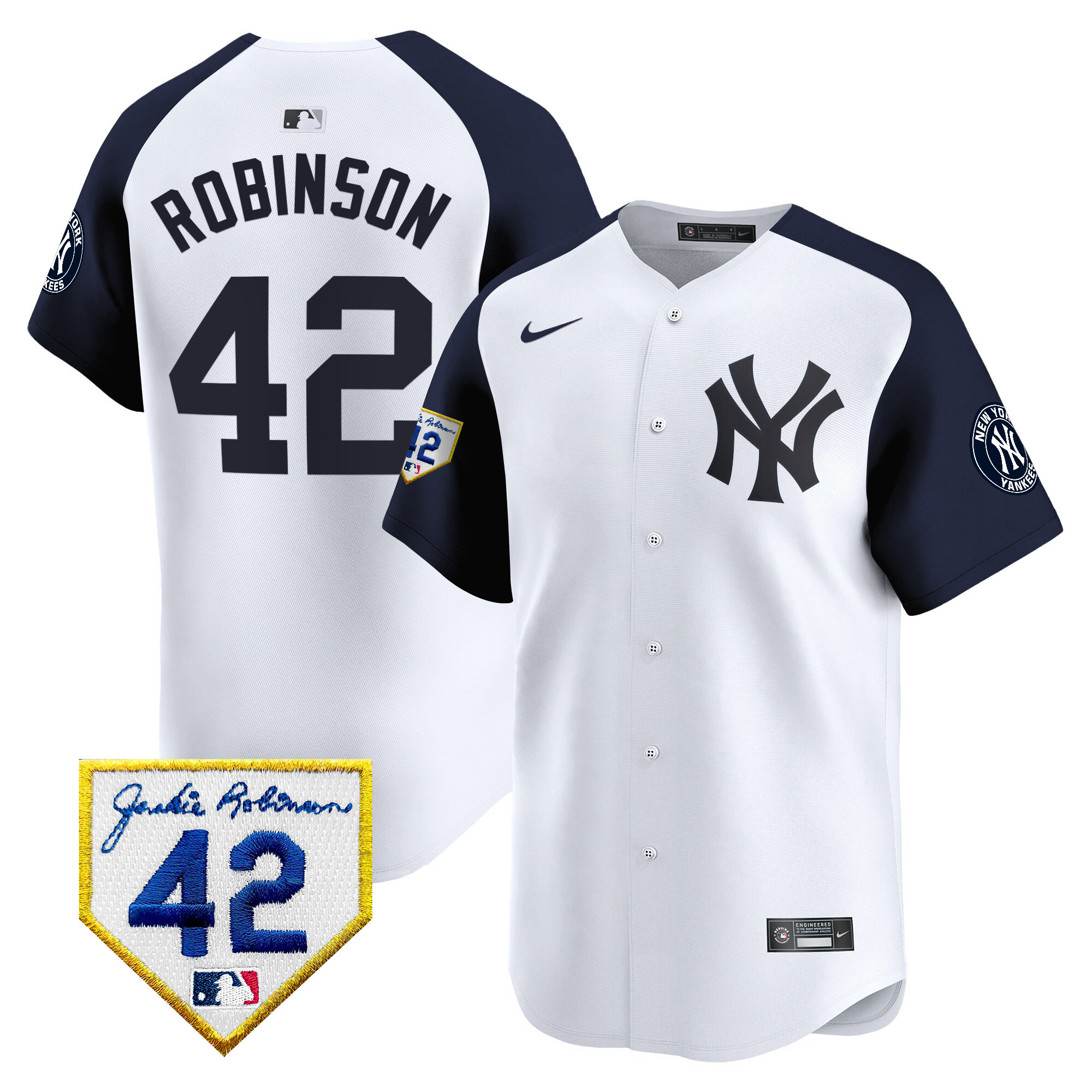 Men's New York Yankees 2024 Jackie Robinson Patch Vapor Premier Limited Jersey - All Stitched