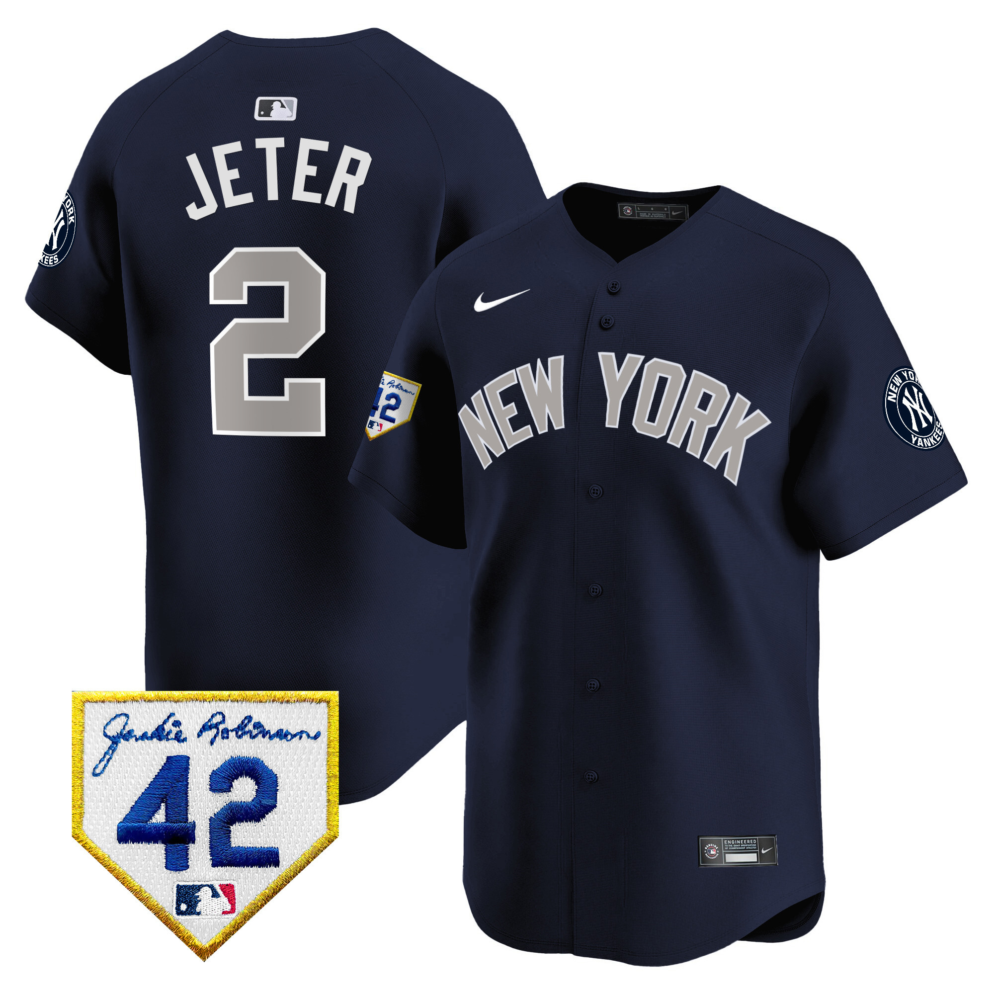 Men's New York Yankees 2024 Jackie Robinson Patch Vapor Premier Limited Jersey - All Stitched