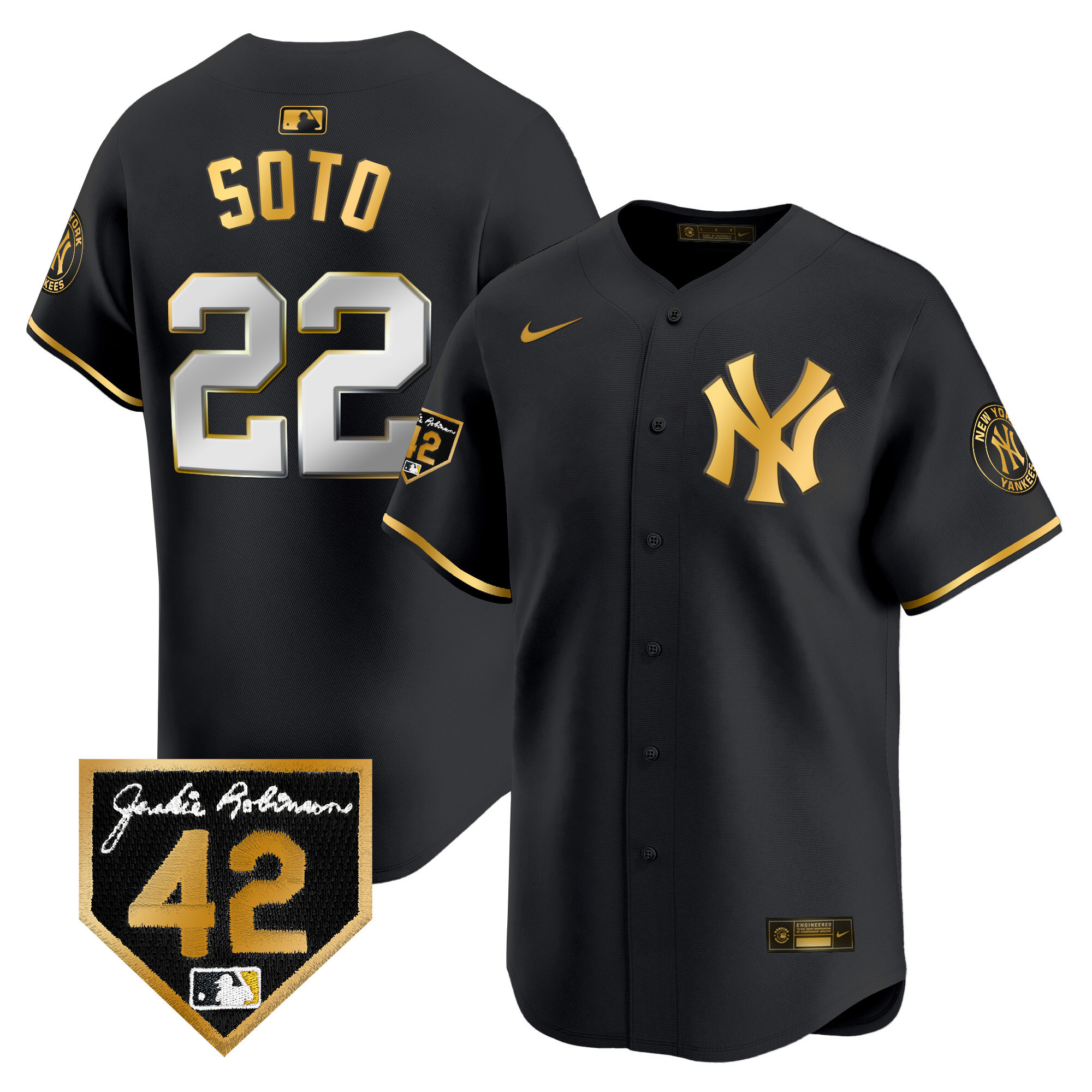 Men's New York Yankees 2024 Jackie Robinson Patch Vapor Premier Limited Jersey - All Stitched
