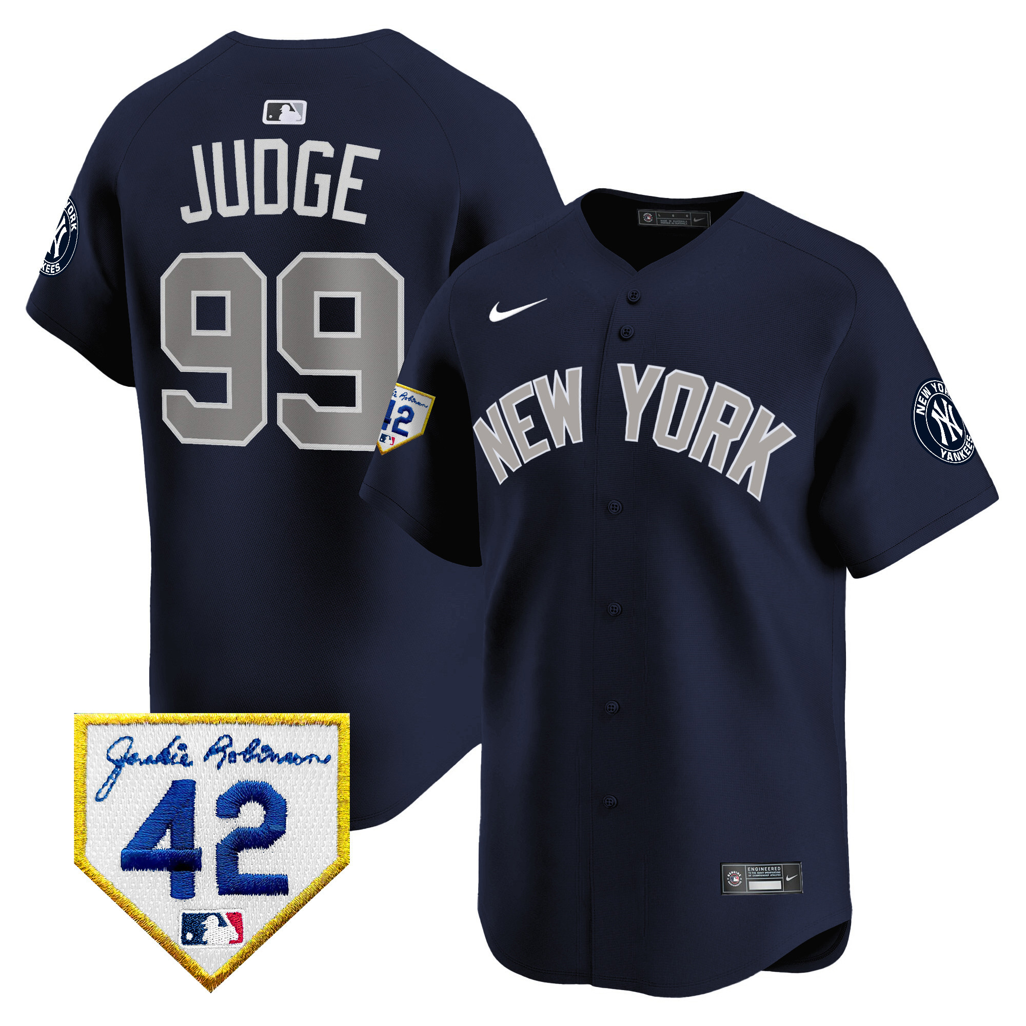 Men's New York Yankees 2024 Jackie Robinson Patch Vapor Premier Limited Jersey - All Stitched