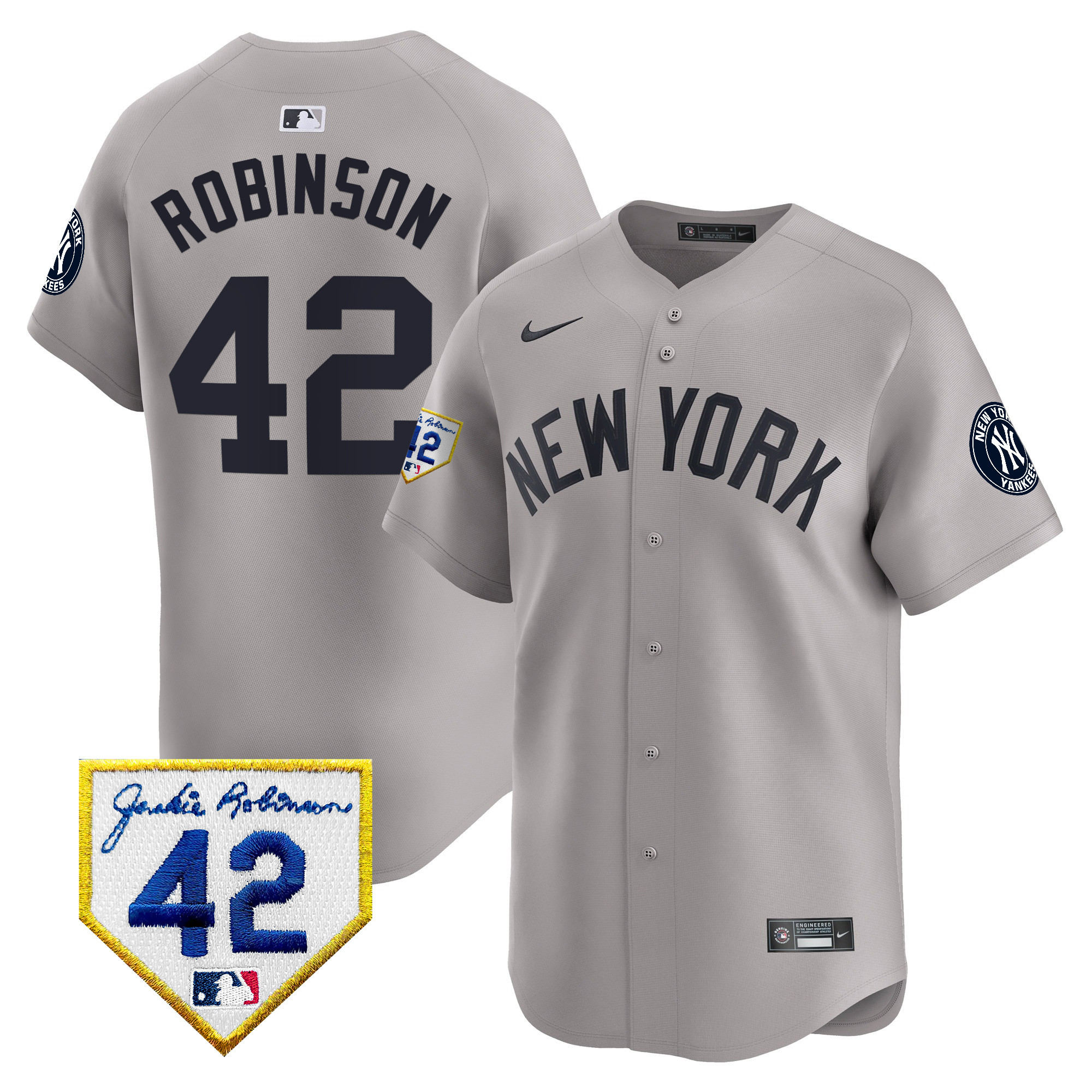 Men's New York Yankees 2024 Jackie Robinson Patch Vapor Premier Limited Jersey - All Stitched