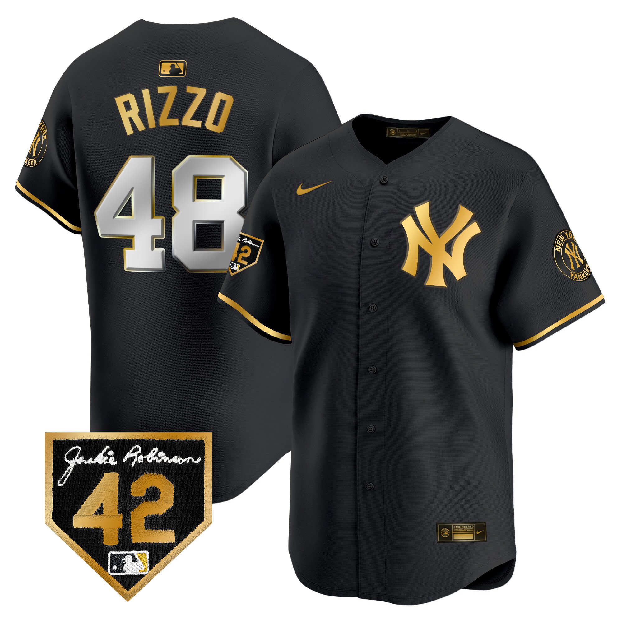 Men's New York Yankees 2024 Jackie Robinson Patch Vapor Premier Limited Jersey - All Stitched