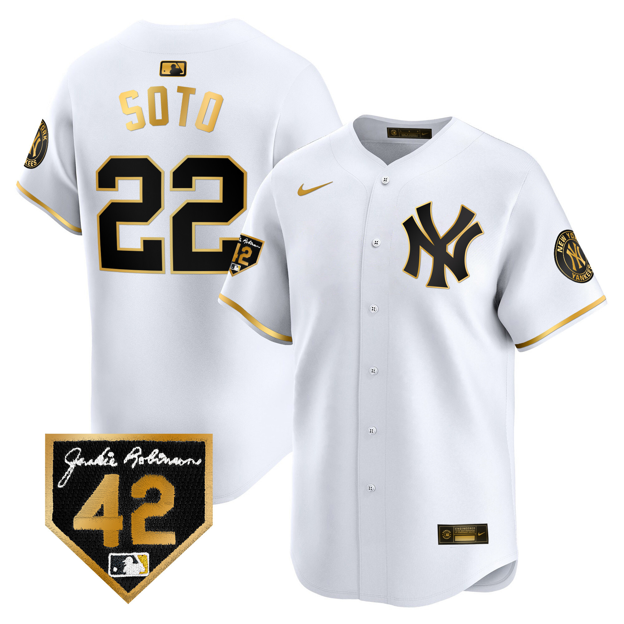 Men's New York Yankees 2024 Jackie Robinson Patch Vapor Premier Limited Jersey - All Stitched