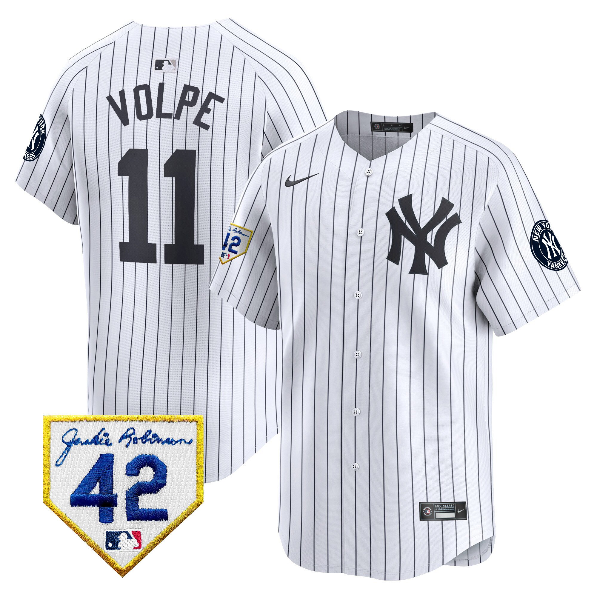 Men's New York Yankees 2024 Jackie Robinson Patch Vapor Premier Limited Jersey - All Stitched