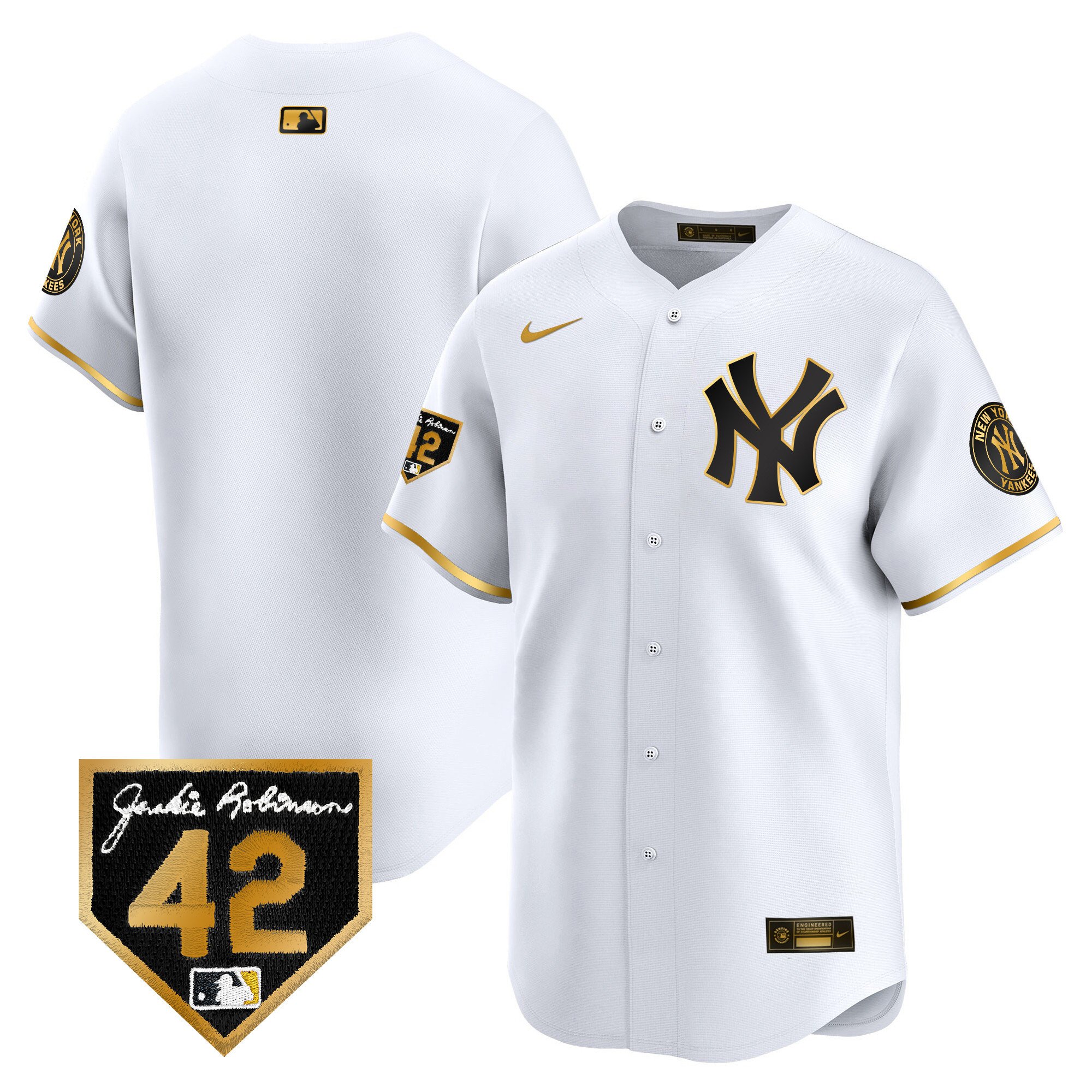 Men's New York Yankees 2024 Jackie Robinson Patch Vapor Premier Limited Jersey - All Stitched