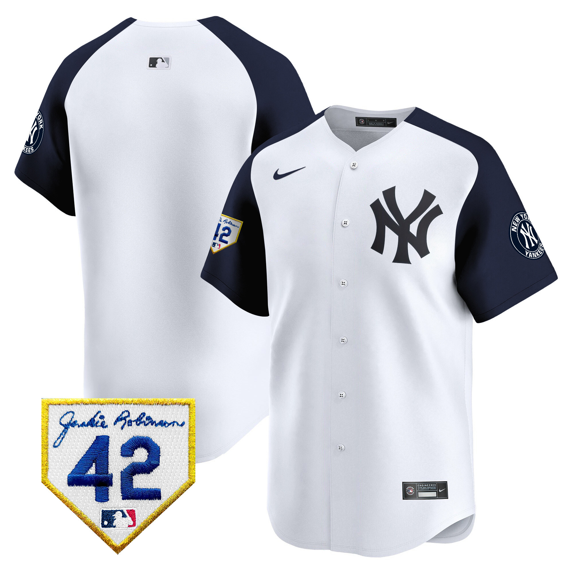 Men's New York Yankees 2024 Jackie Robinson Patch Vapor Premier Limited Jersey - All Stitched