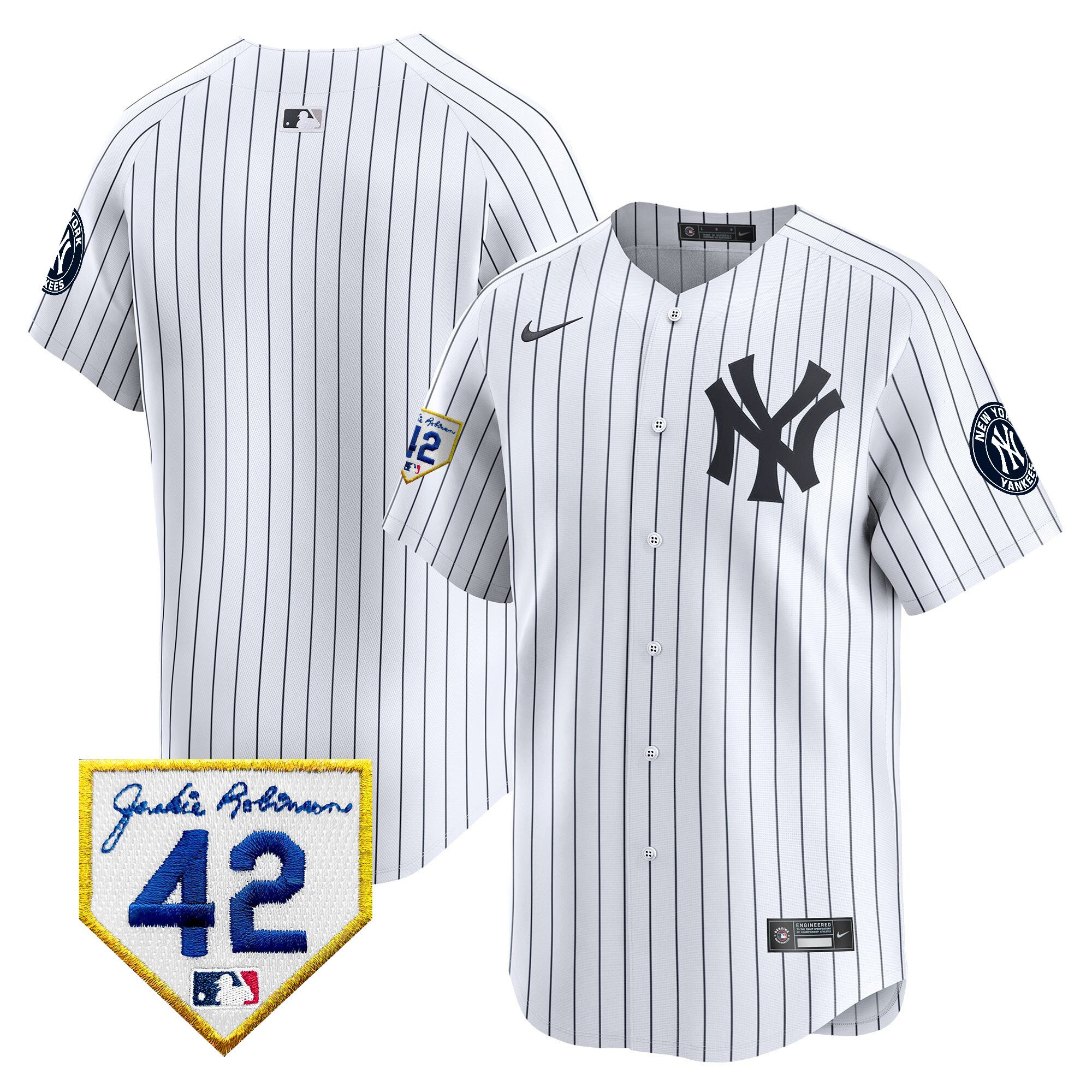Men's New York Yankees 2024 Jackie Robinson Patch Vapor Premier Limited Jersey - All Stitched