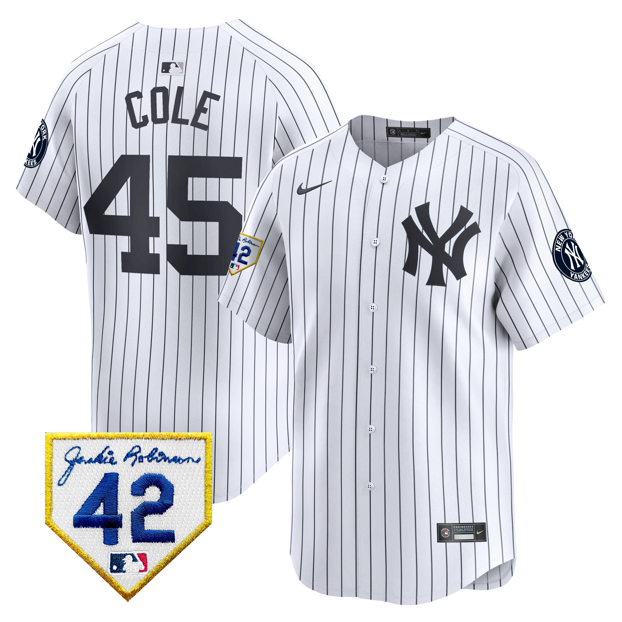 Men's New York Yankees 2024 Jackie Robinson Patch Vapor Premier Limited Jersey - All Stitched