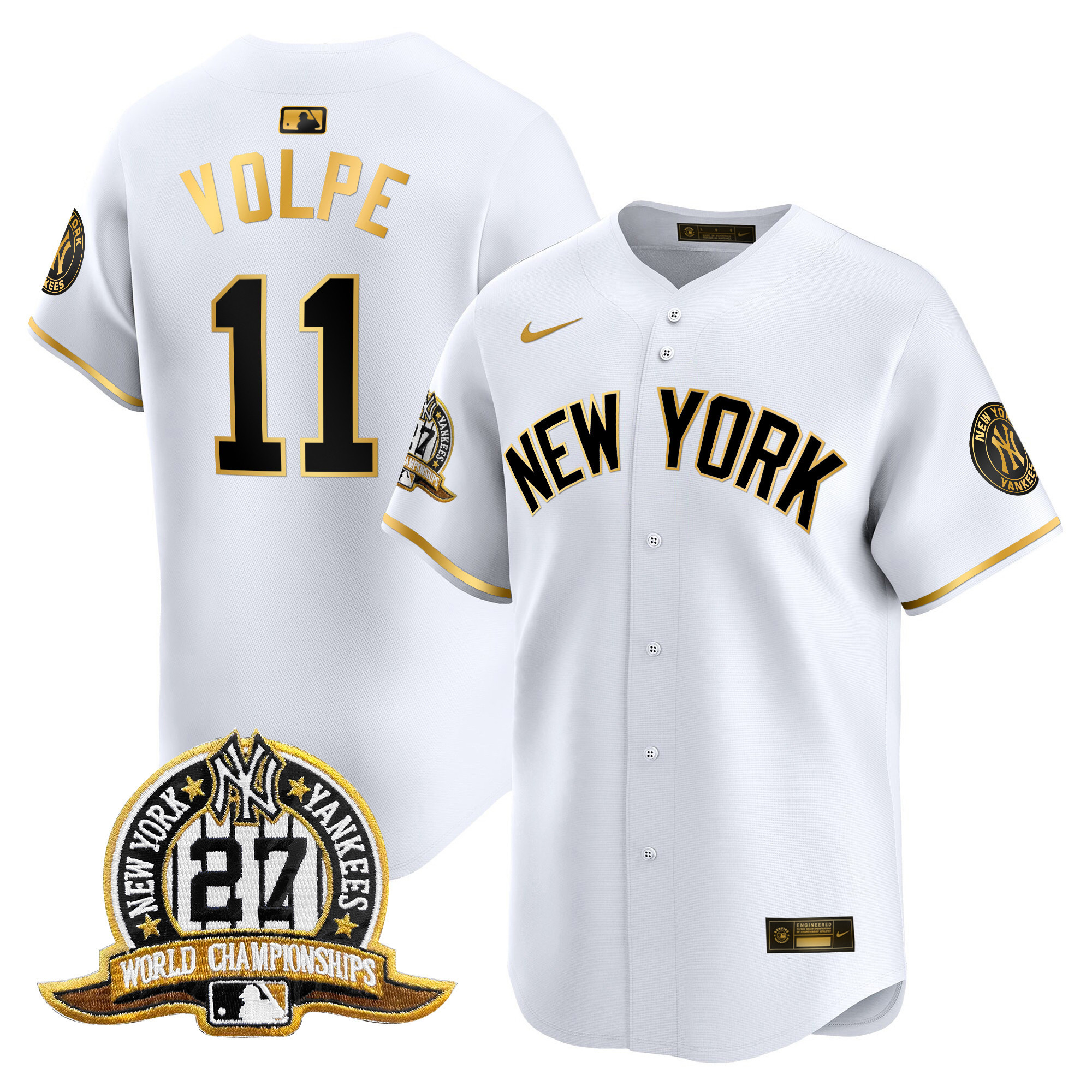 Men's New York Yankees 27 Time Champions Patch Vapor Premier Limited Jersey V2 - All Stitched