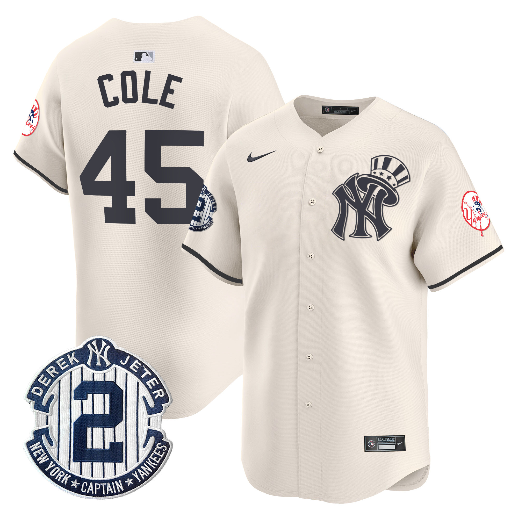 Men's New York Yankees Derek Jeter Patch Vapor Premier Limited Jersey V2 - All Stitched