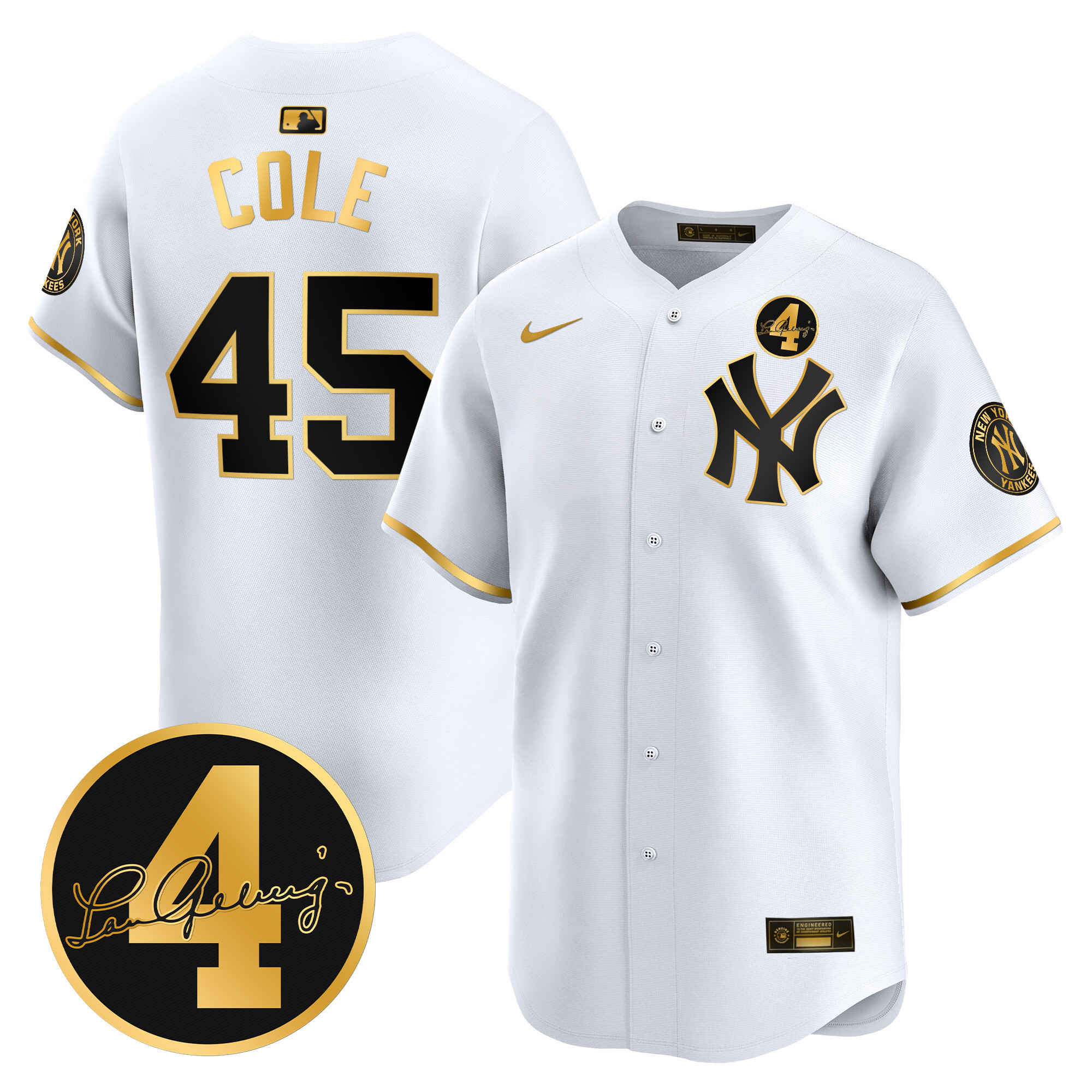 Men's New York Yankees Lou Gehrig Patch Vapor Premier Limited Jersey - All Stitched