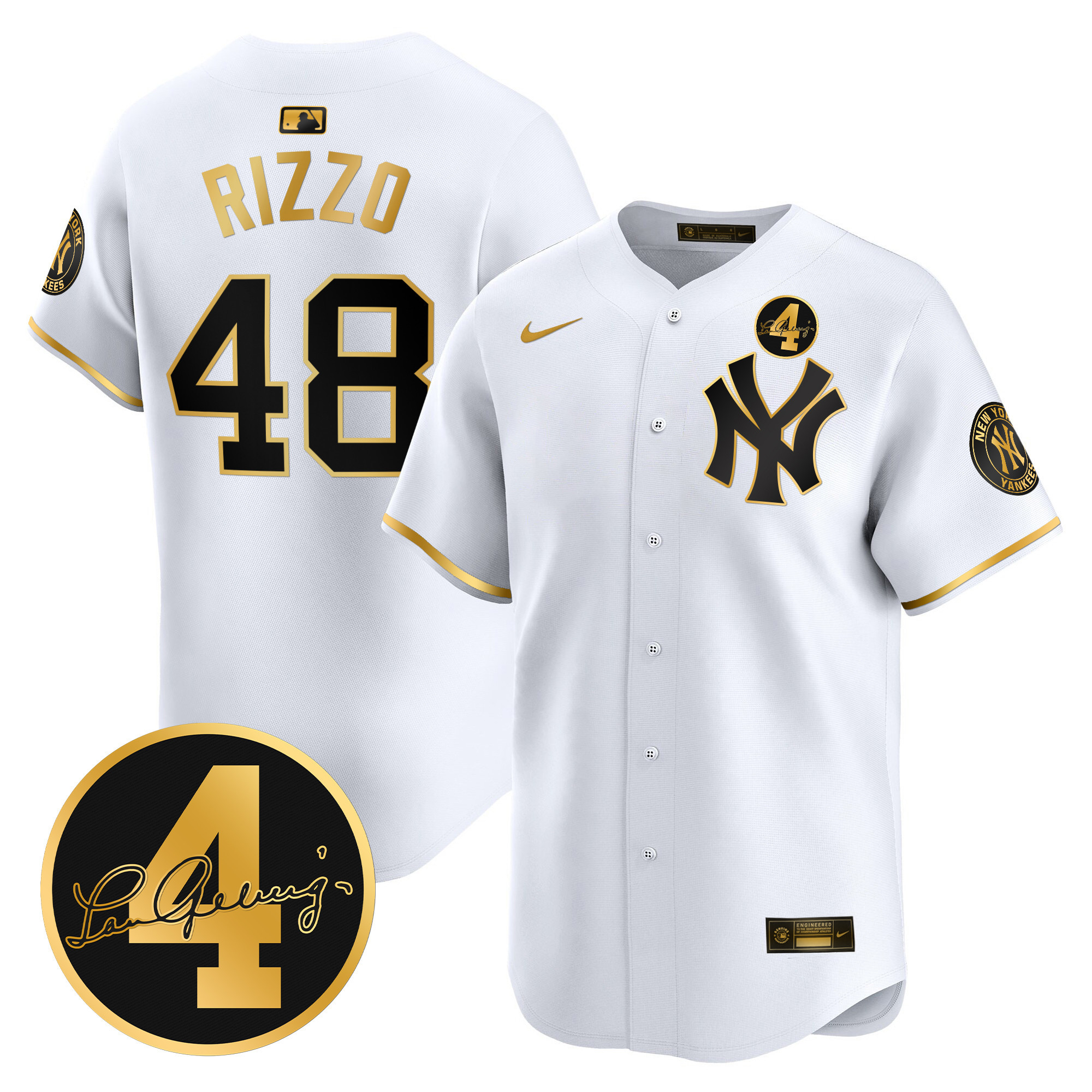Men's New York Yankees Lou Gehrig Patch Vapor Premier Limited Jersey - All Stitched