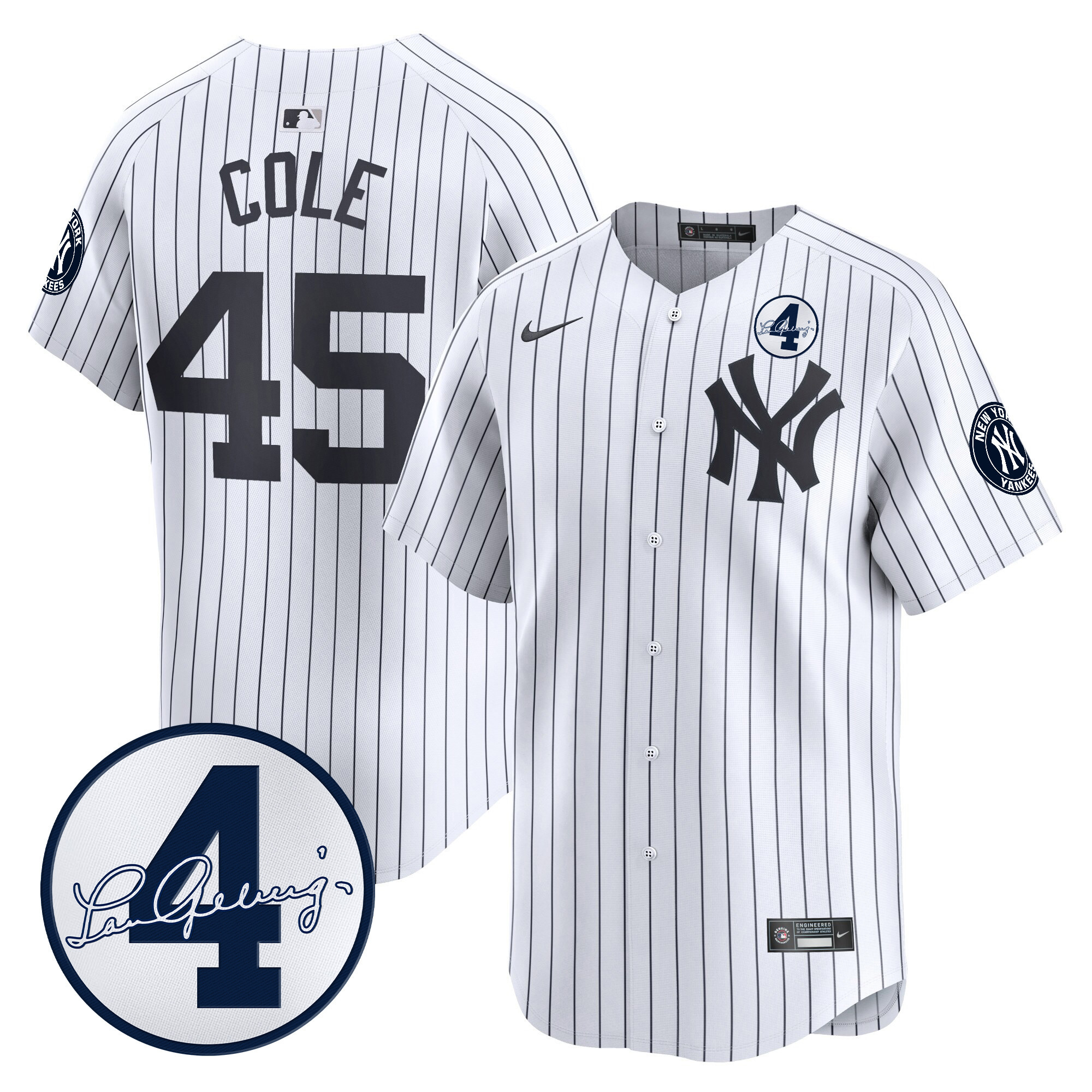 Men's New York Yankees Lou Gehrig Patch Vapor Premier Limited Jersey - All Stitched