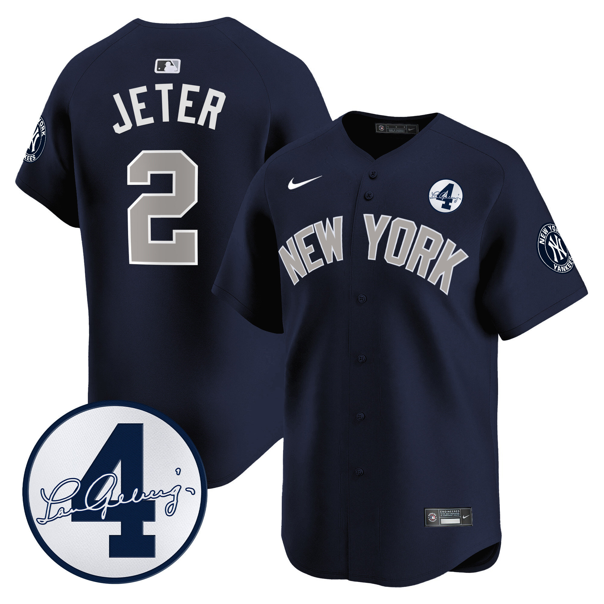 Men's New York Yankees Lou Gehrig Patch Vapor Premier Limited Jersey - All Stitched