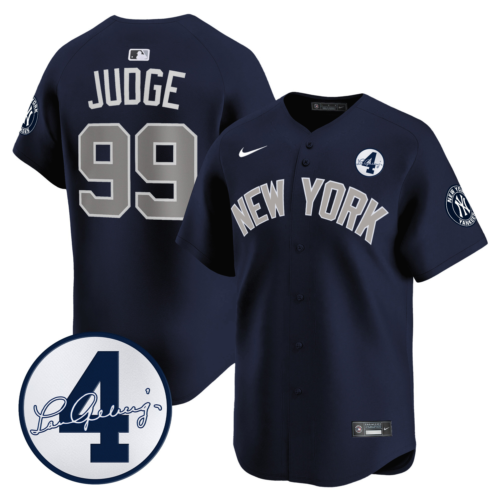 Men's New York Yankees Lou Gehrig Patch Vapor Premier Limited Jersey - All Stitched