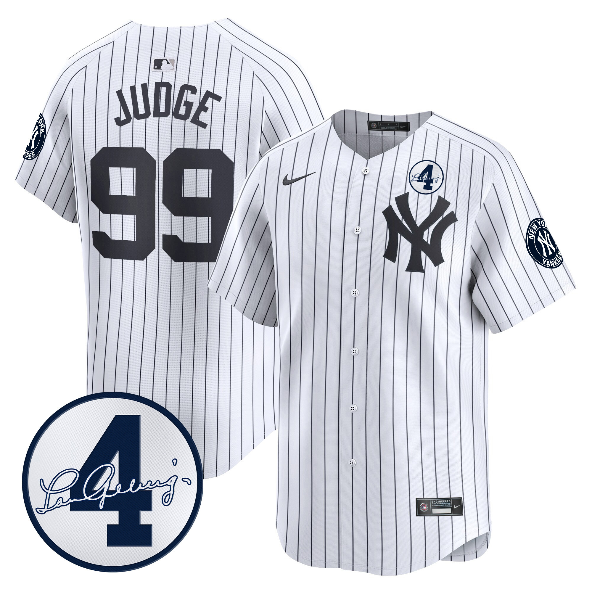 Men's New York Yankees Lou Gehrig Patch Vapor Premier Limited Jersey - All Stitched
