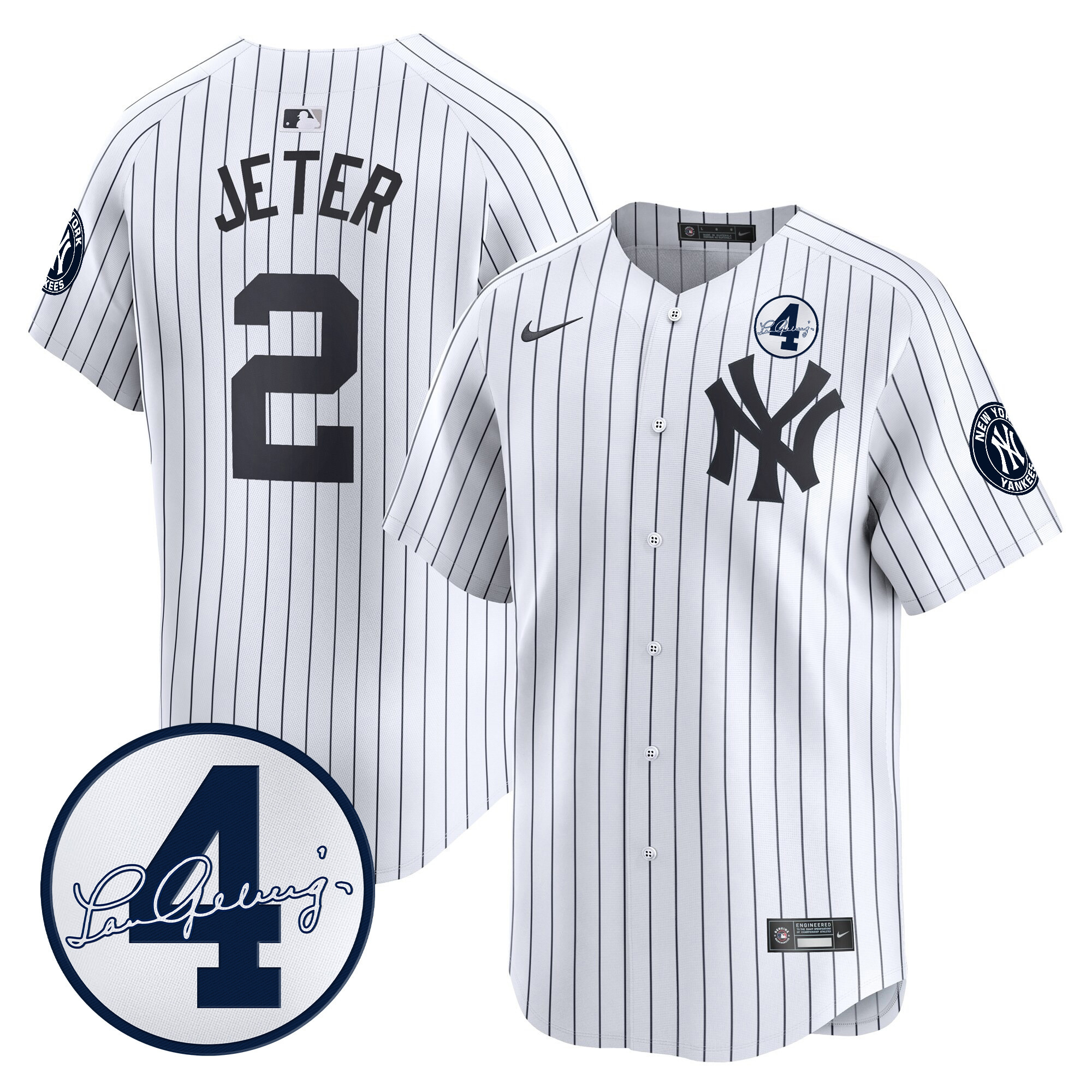 Men's New York Yankees Lou Gehrig Patch Vapor Premier Limited Jersey - All Stitched