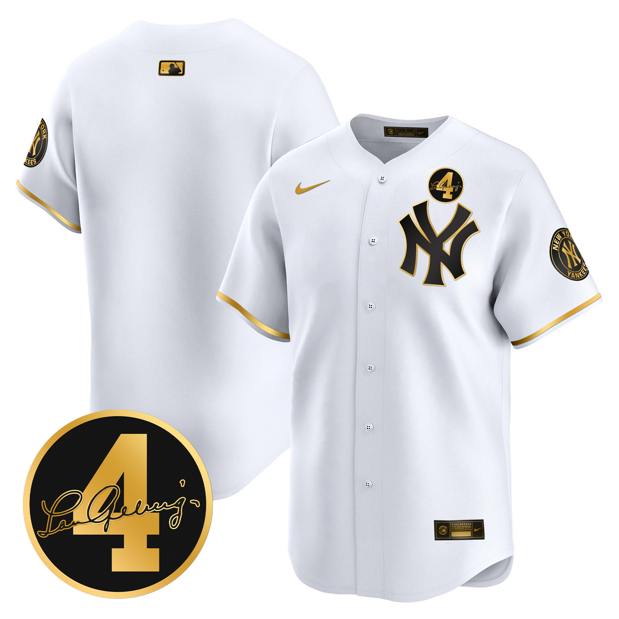 Men's New York Yankees Lou Gehrig Patch Vapor Premier Limited Jersey - All Stitched