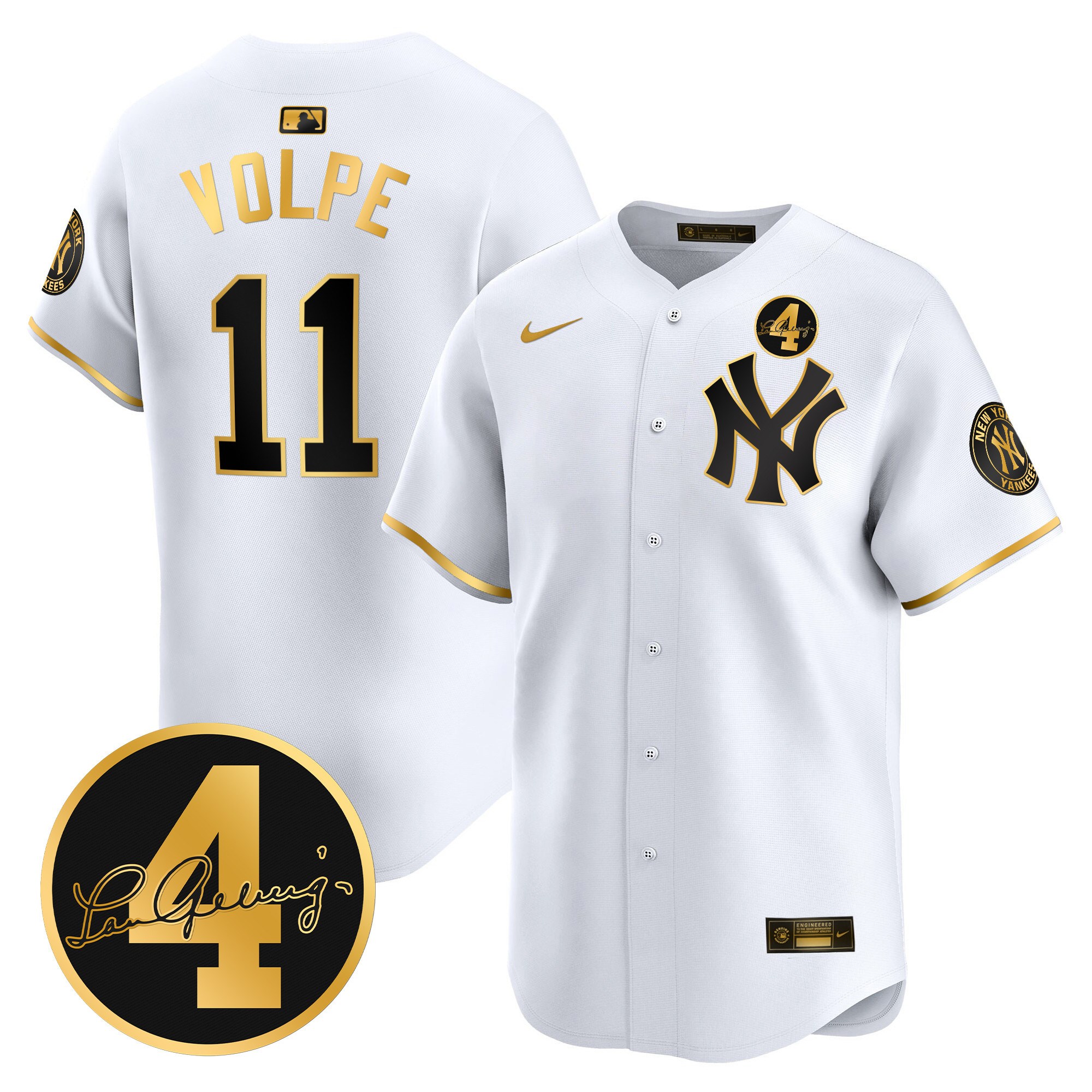 Men's New York Yankees Lou Gehrig Patch Vapor Premier Limited Jersey - All Stitched