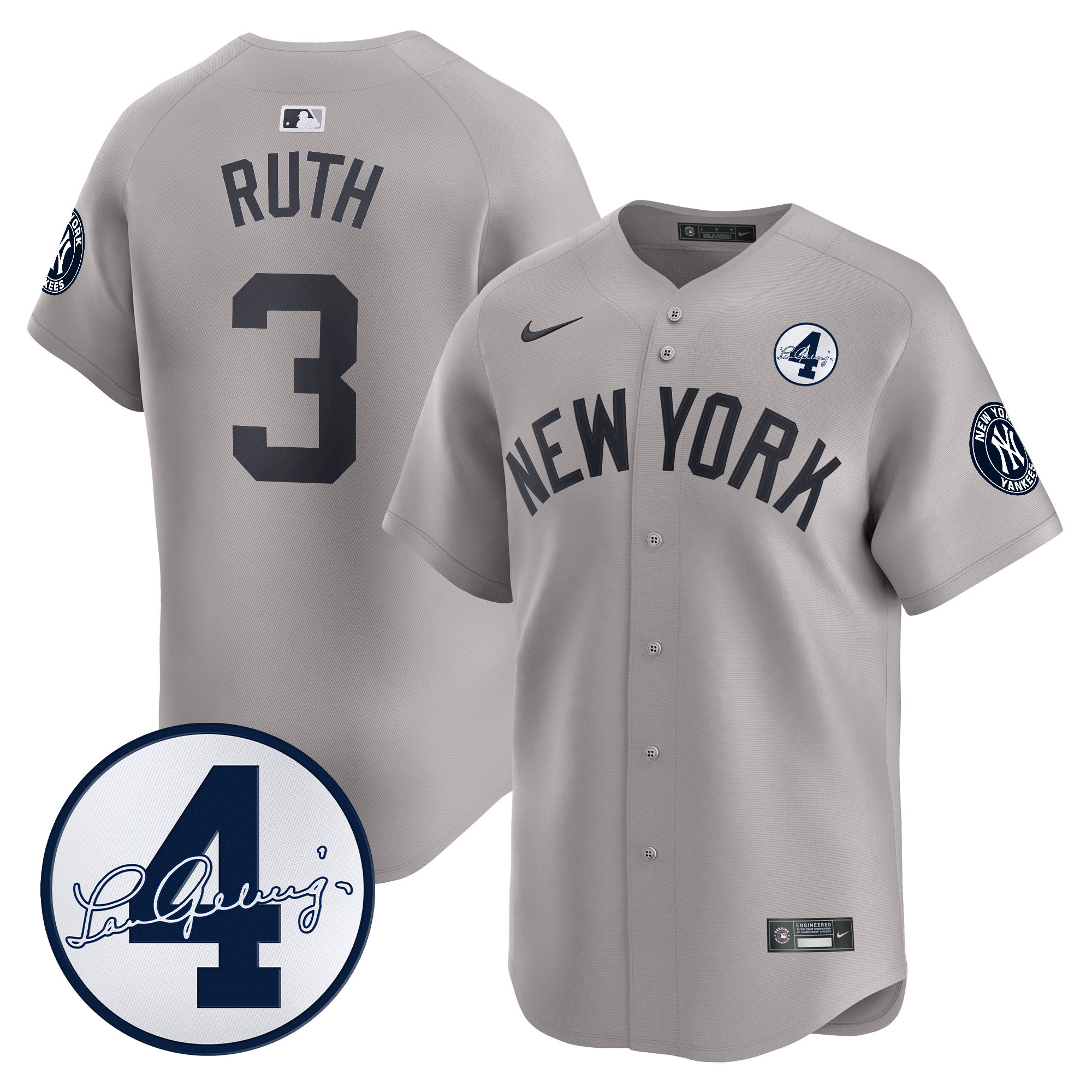 Men's New York Yankees Lou Gehrig Patch Vapor Premier Limited Jersey - All Stitched
