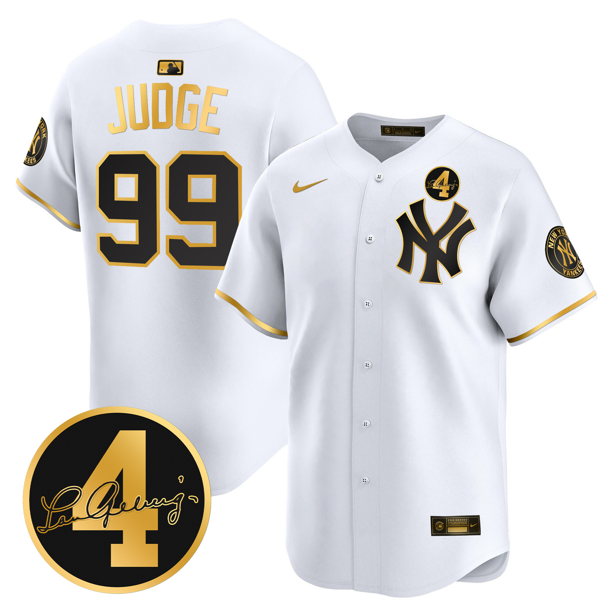 Men's New York Yankees Lou Gehrig Patch Vapor Premier Limited Jersey - All Stitched