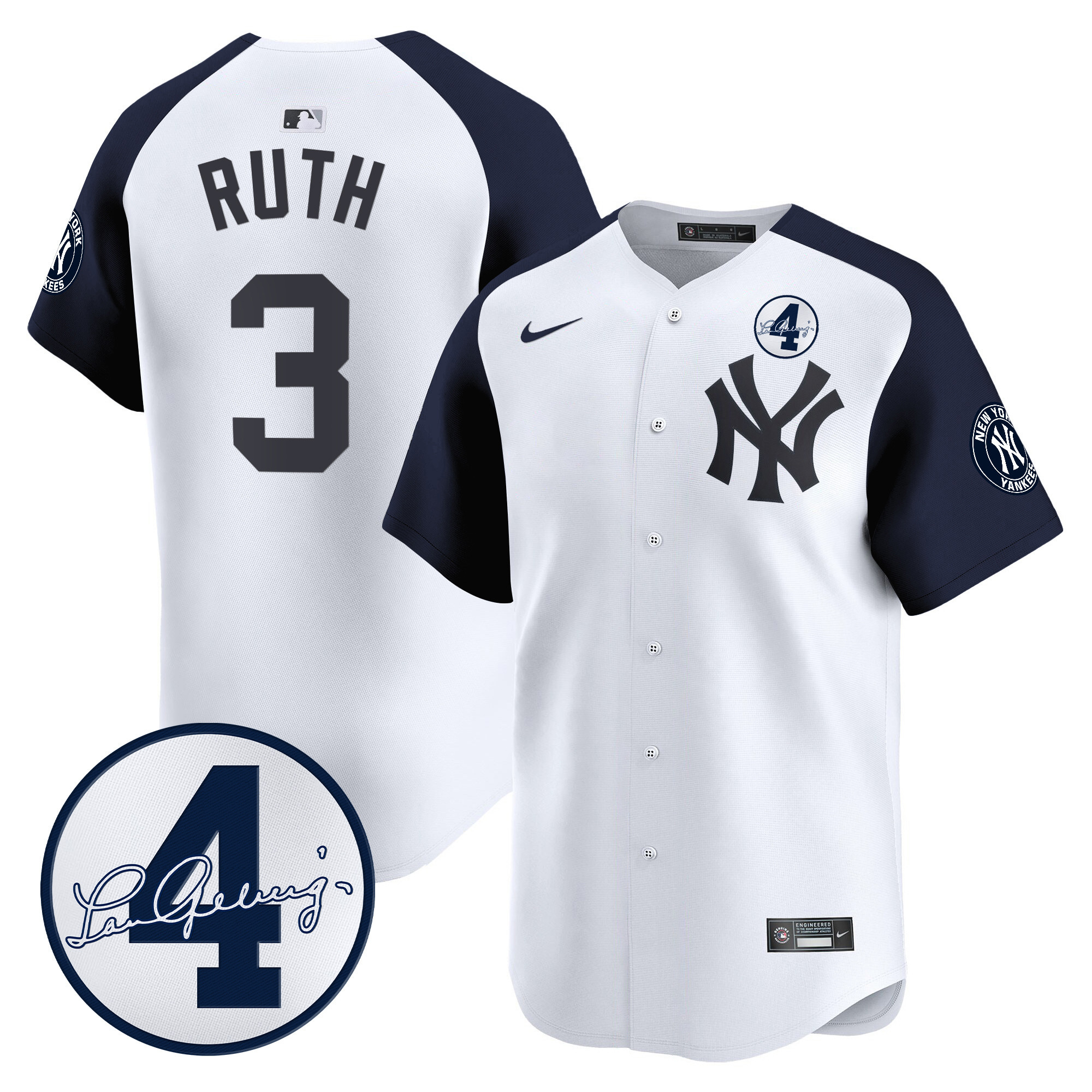 Men's New York Yankees Lou Gehrig Patch Vapor Premier Limited Jersey - All Stitched
