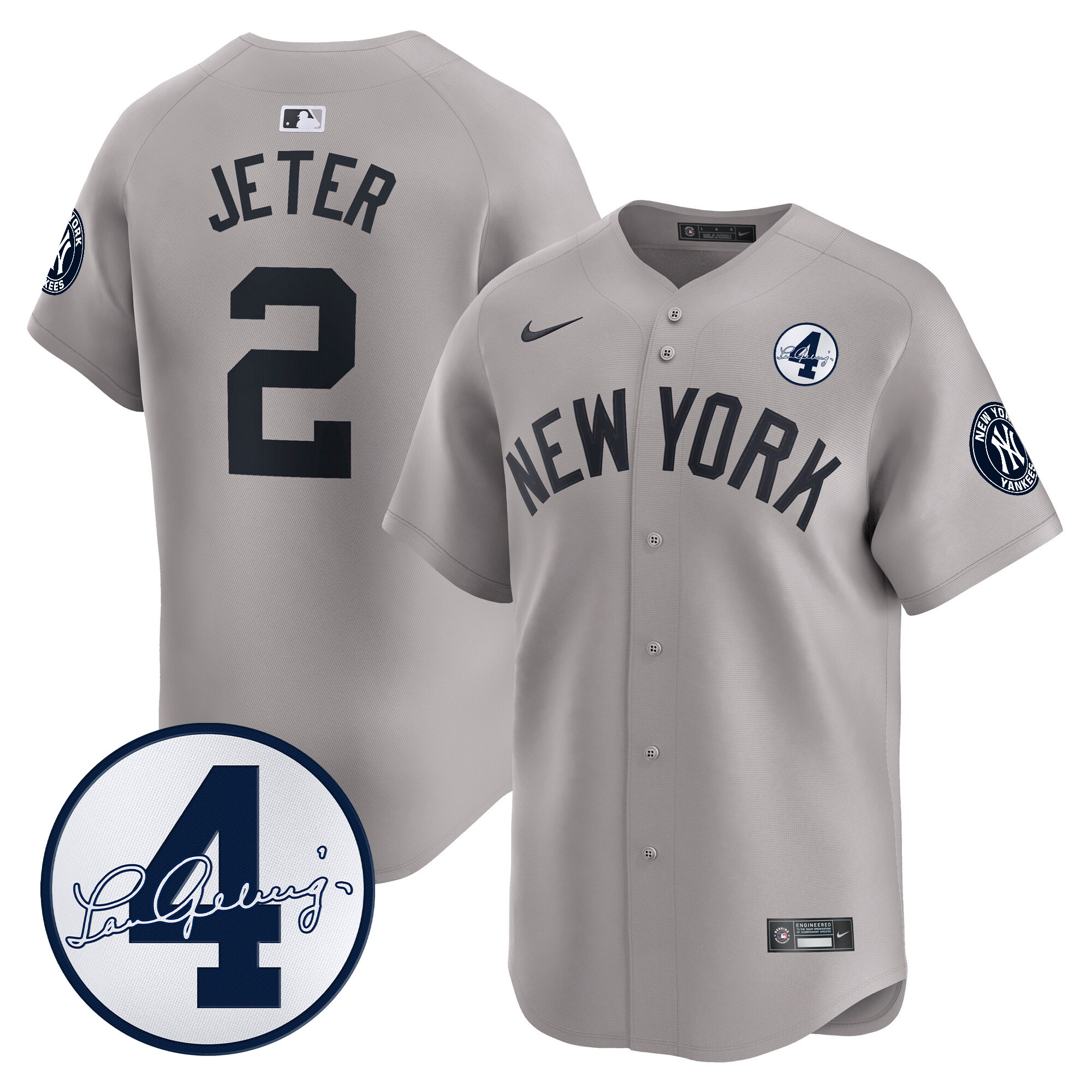 Men's New York Yankees Lou Gehrig Patch Vapor Premier Limited Jersey - All Stitched