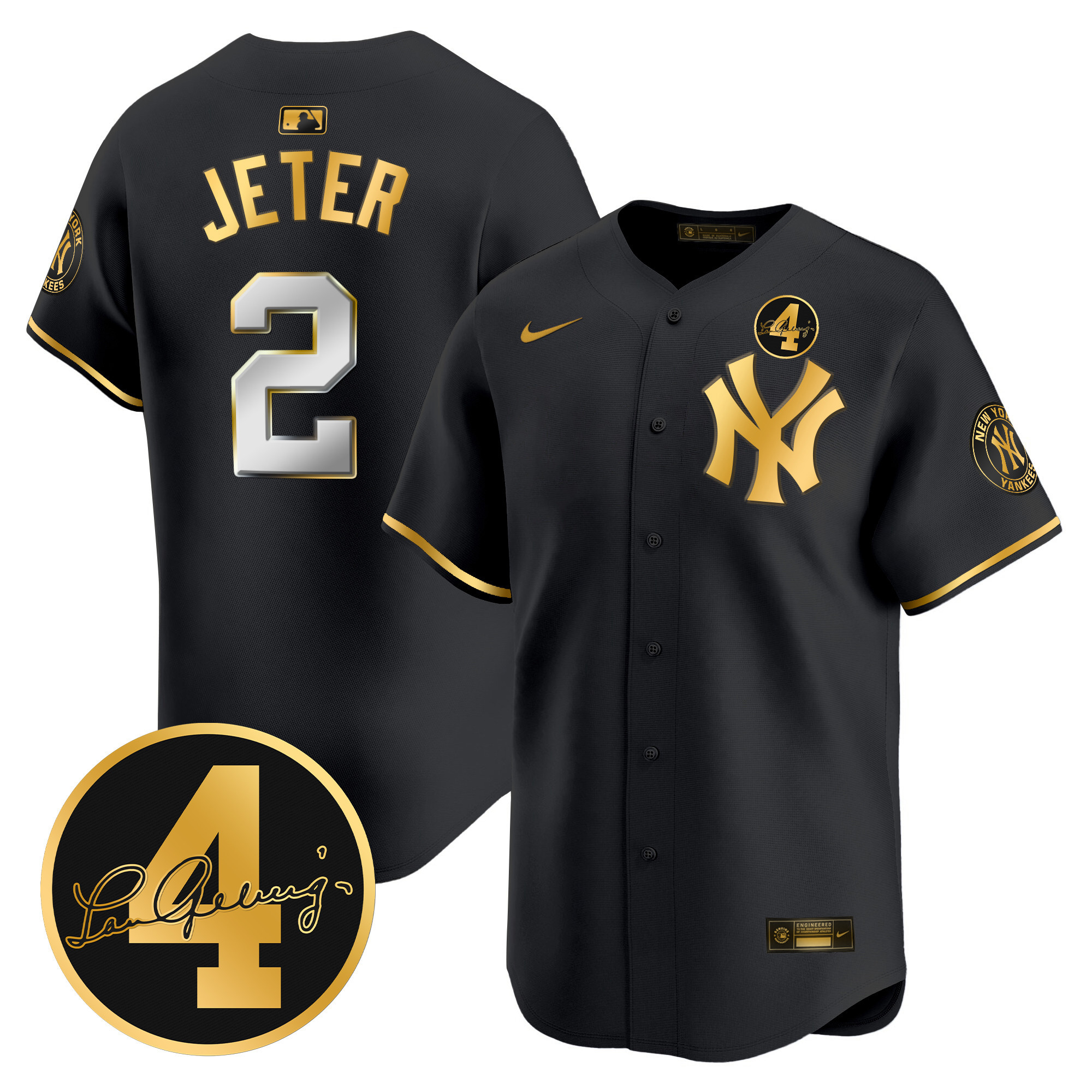 Men's New York Yankees Lou Gehrig Patch Vapor Premier Limited Jersey - All Stitched