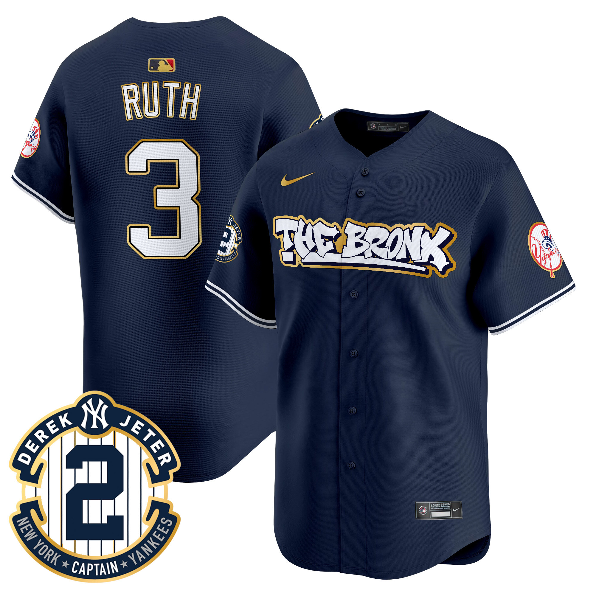 Men's New York Yankees The Bronx Graffiti Gold Trim Vapor Premier Limited Jersey - All Stitched