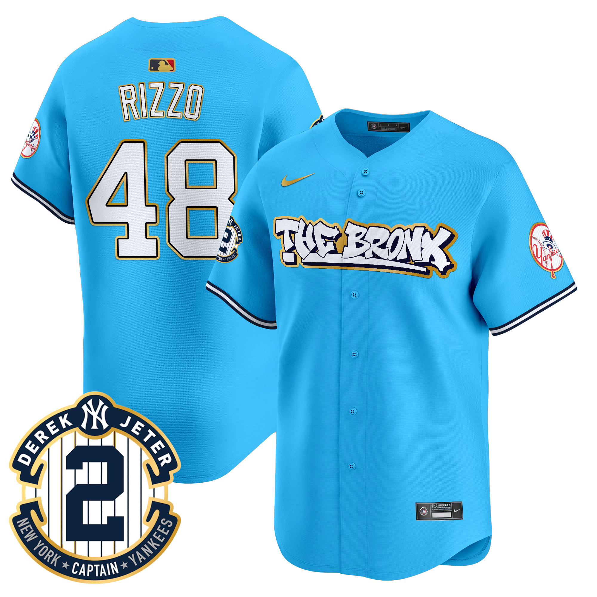 Men's New York Yankees The Bronx Graffiti Gold Trim Vapor Premier Limited Jersey - All Stitched