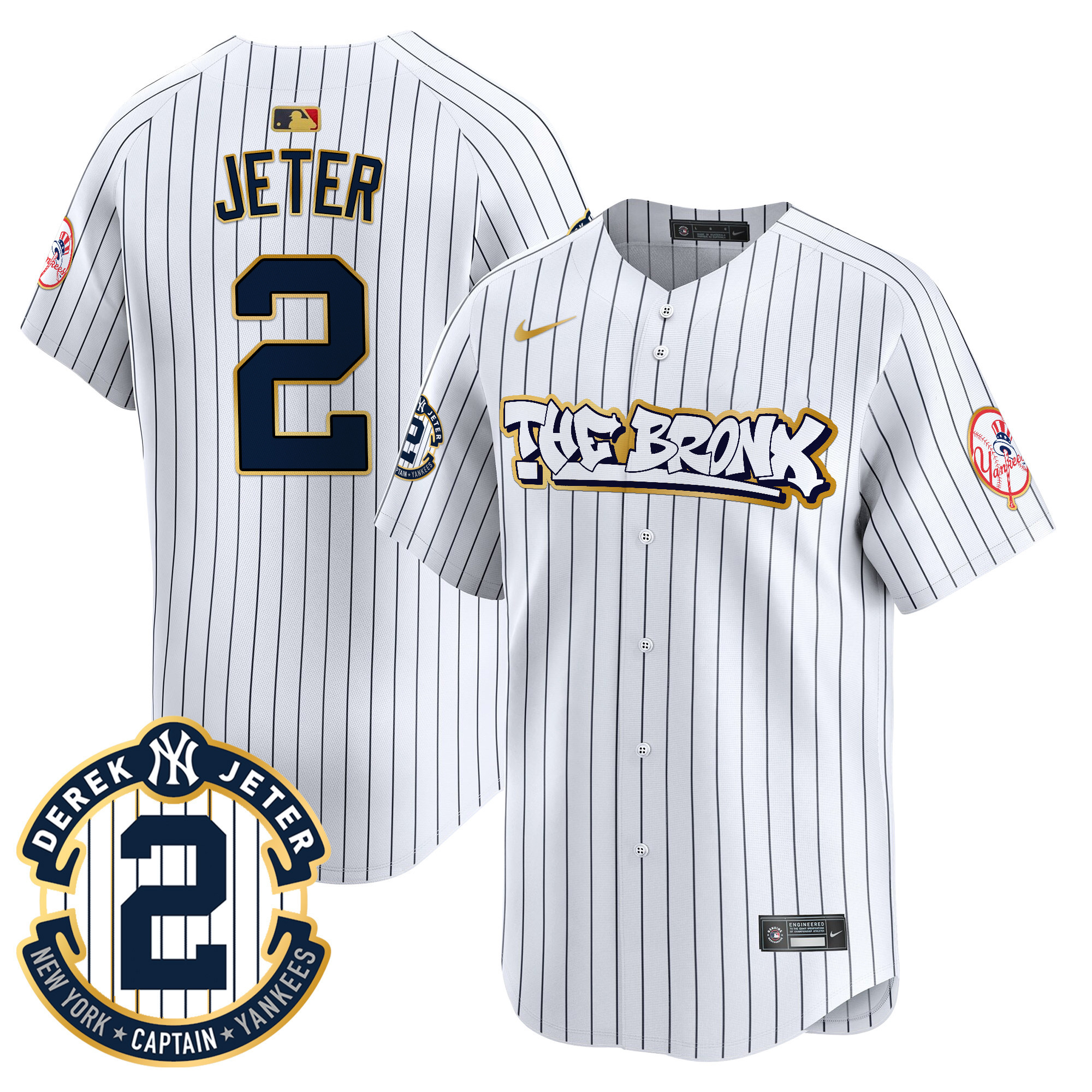 Men's New York Yankees The Bronx Graffiti Gold Trim Vapor Premier Limited Jersey - All Stitched