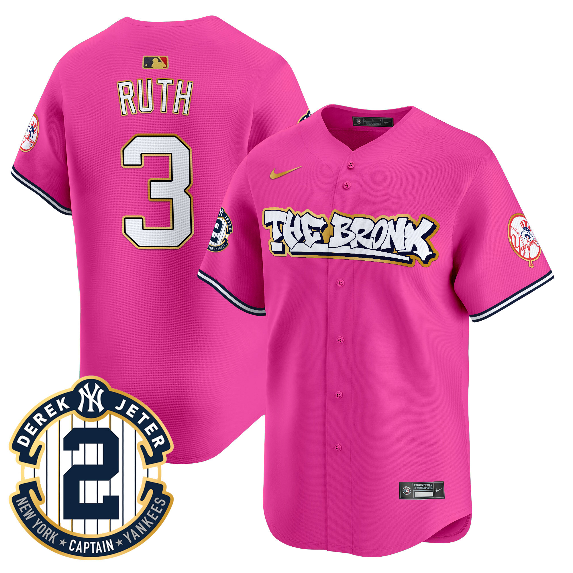 Men's New York Yankees The Bronx Graffiti Gold Trim Vapor Premier Limited Jersey - All Stitched