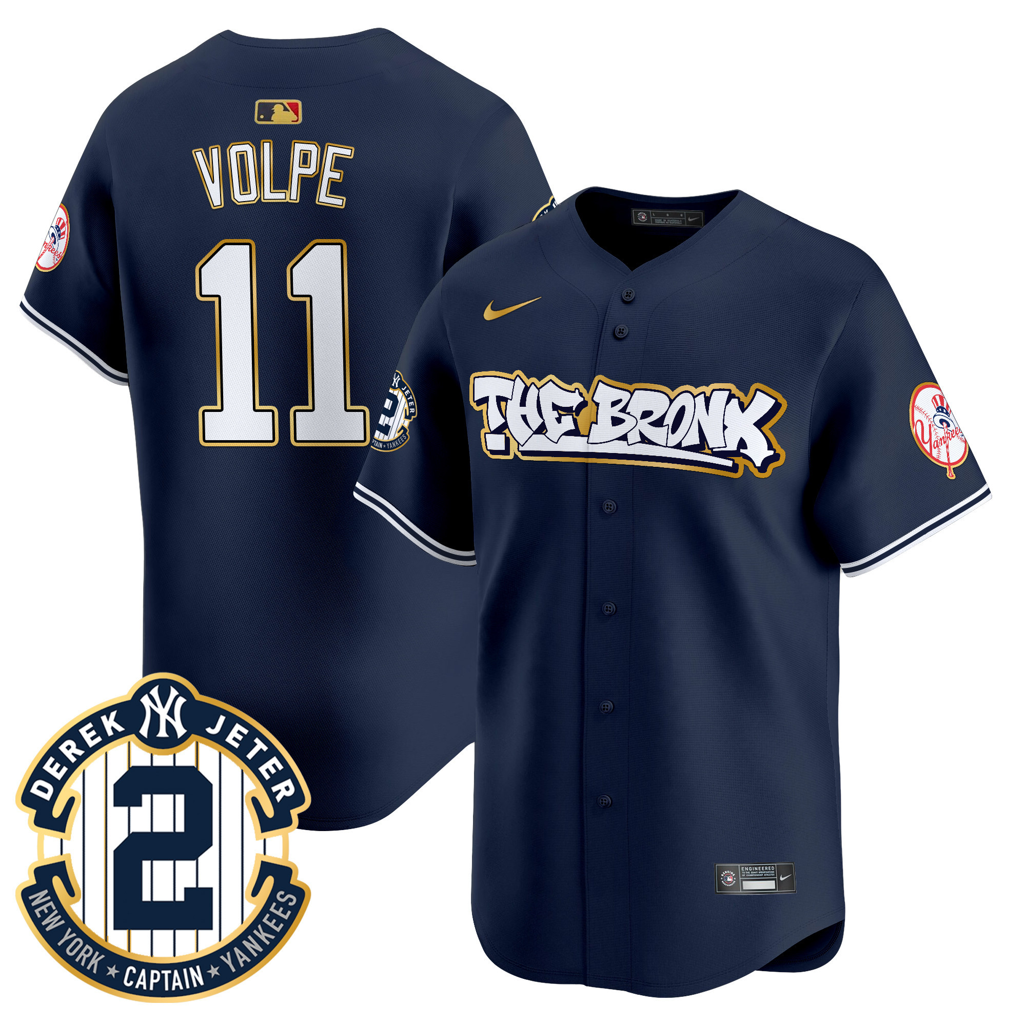 Men's New York Yankees The Bronx Graffiti Gold Trim Vapor Premier Limited Jersey - All Stitched