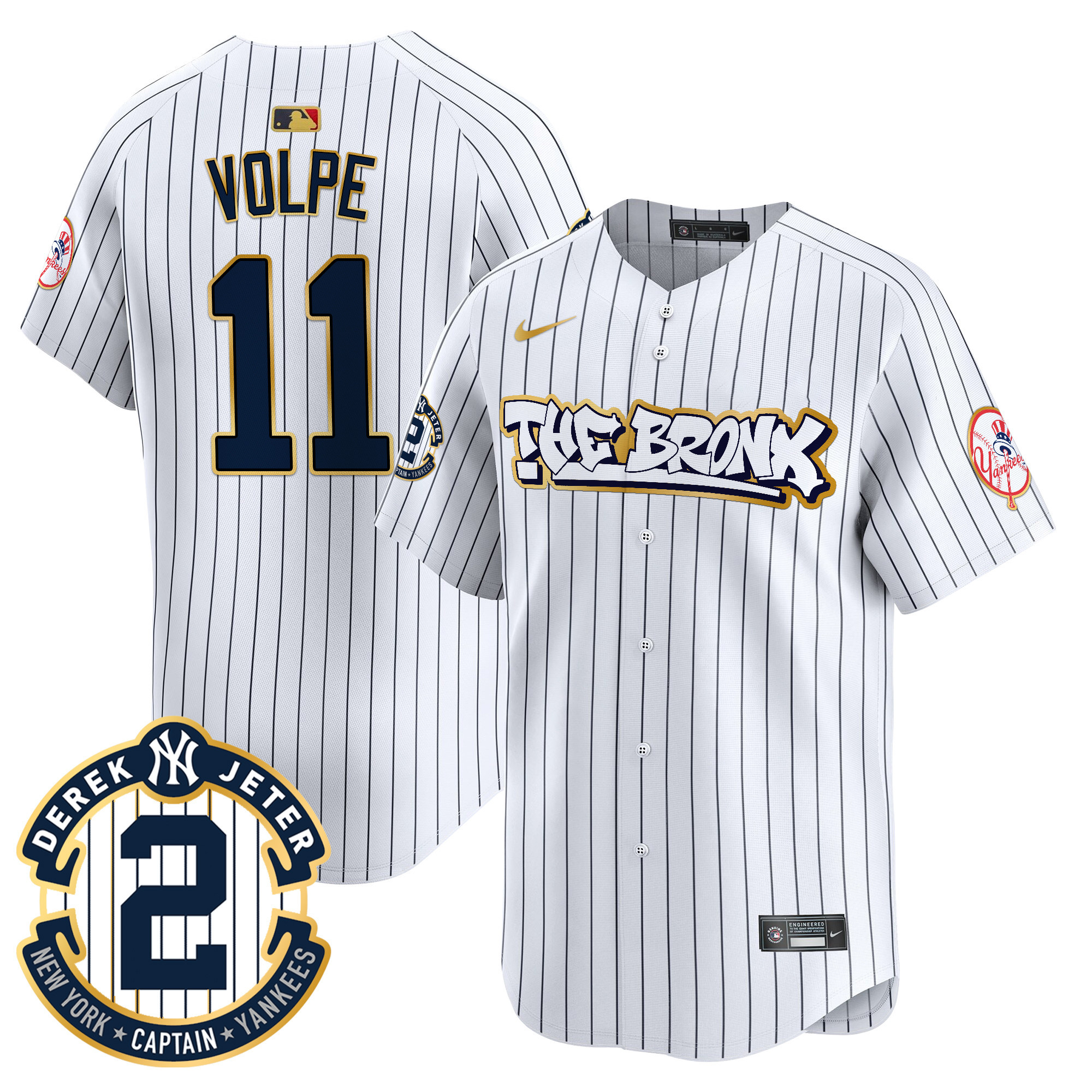 Men's New York Yankees The Bronx Graffiti Gold Trim Vapor Premier Limited Jersey - All Stitched