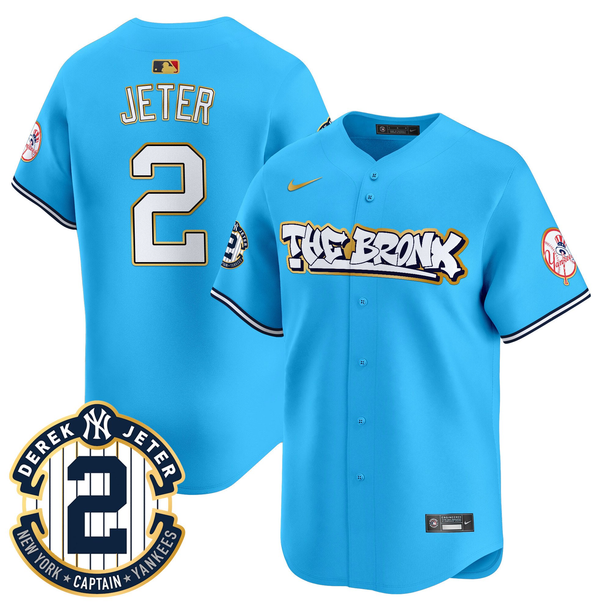 Men's New York Yankees The Bronx Graffiti Gold Trim Vapor Premier Limited Jersey - All Stitched