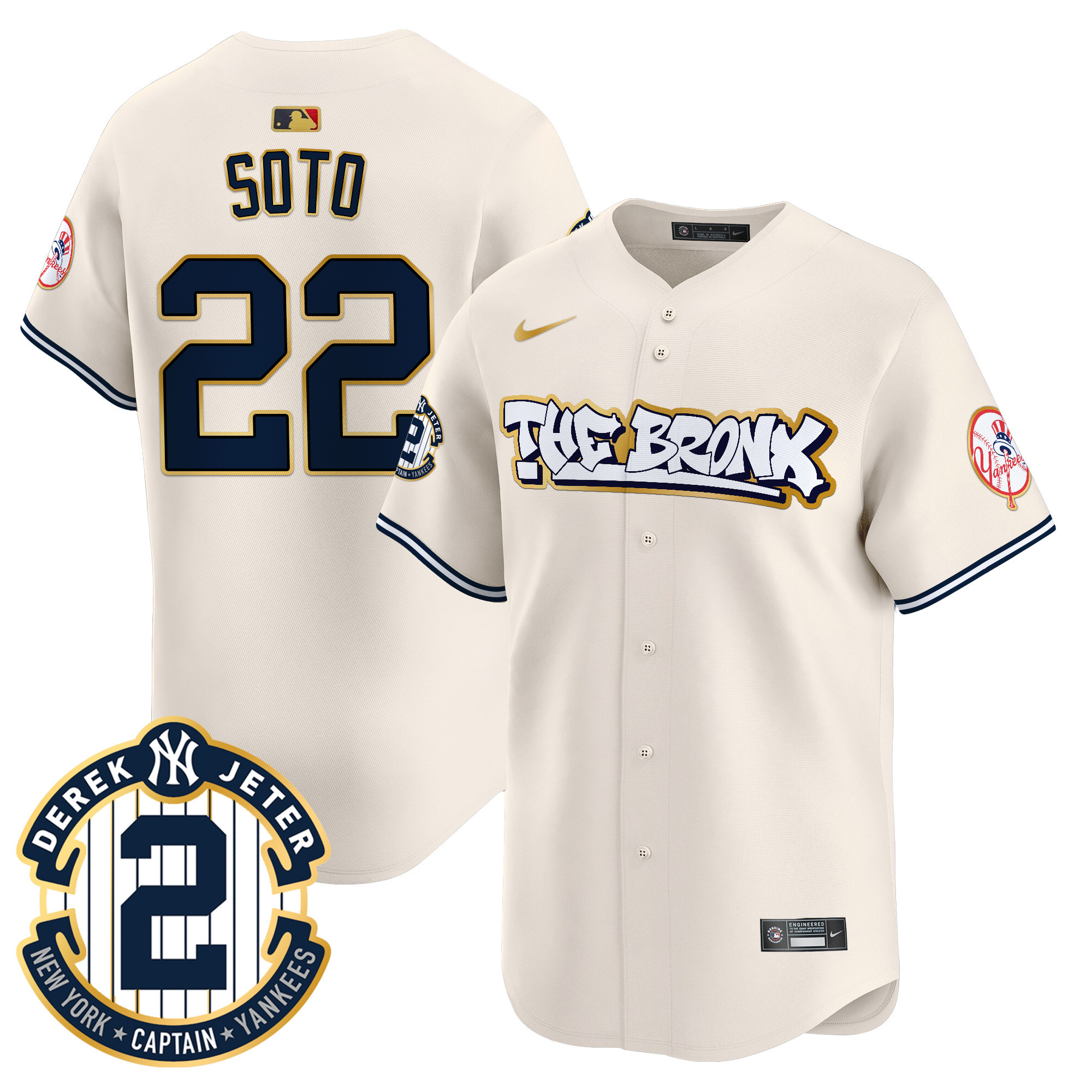 Men's New York Yankees The Bronx Graffiti Gold Trim Vapor Premier Limited Jersey - All Stitched