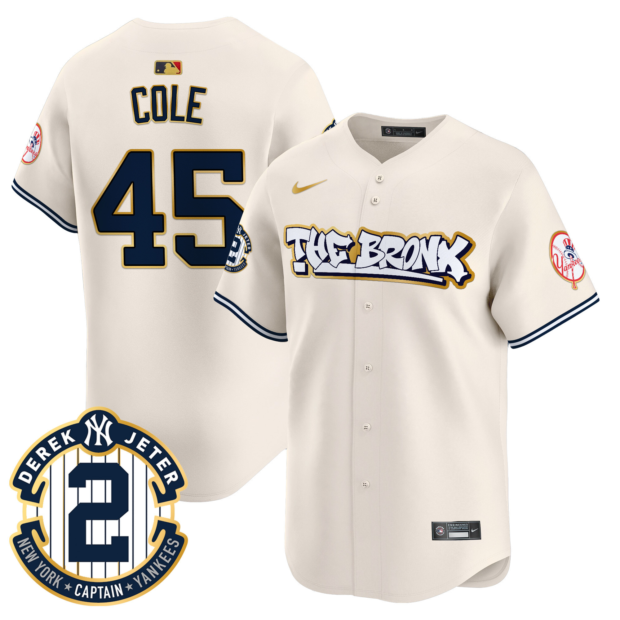 Men's New York Yankees The Bronx Graffiti Gold Trim Vapor Premier Limited Jersey - All Stitched