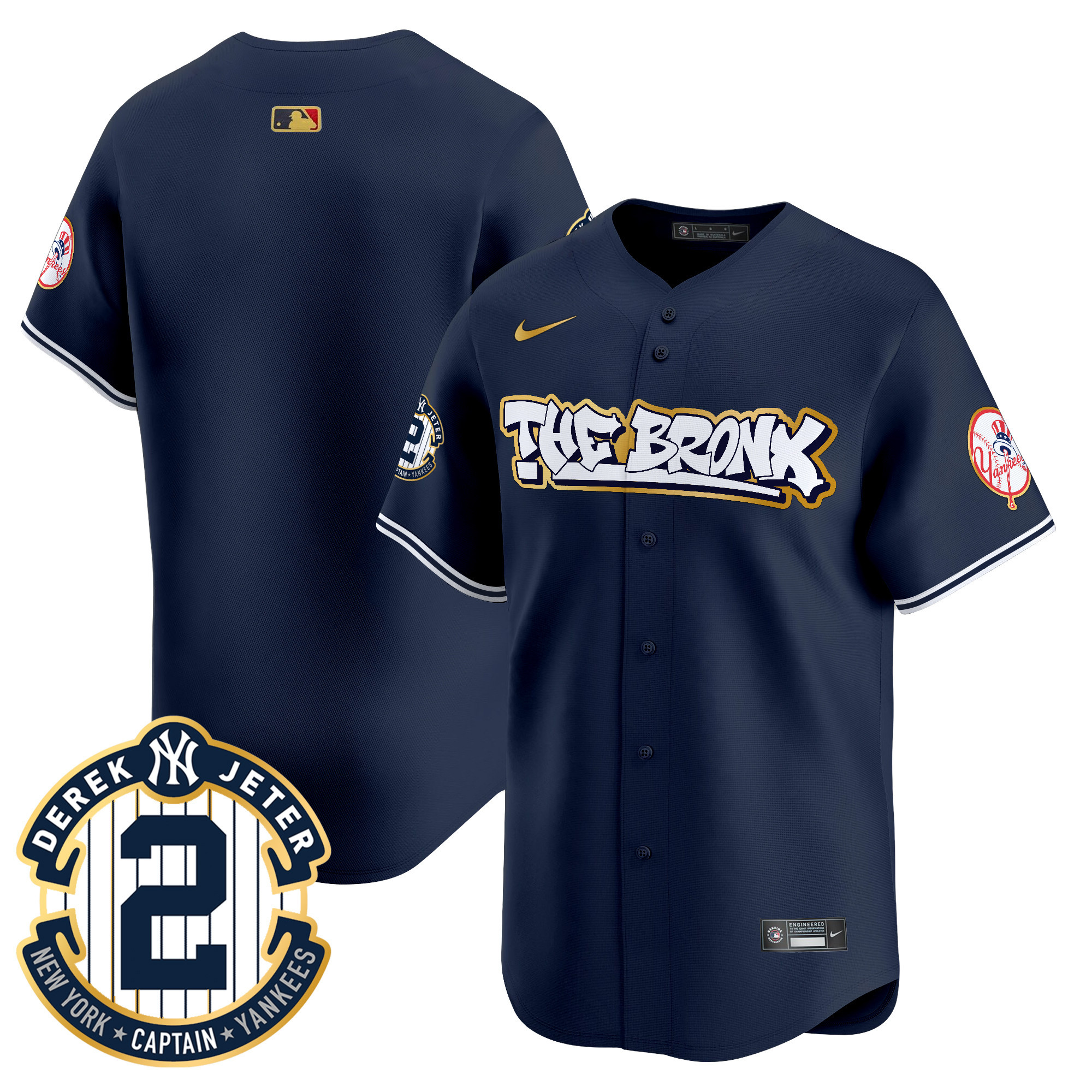 Men's New York Yankees The Bronx Graffiti Gold Trim Vapor Premier Limited Jersey - All Stitched