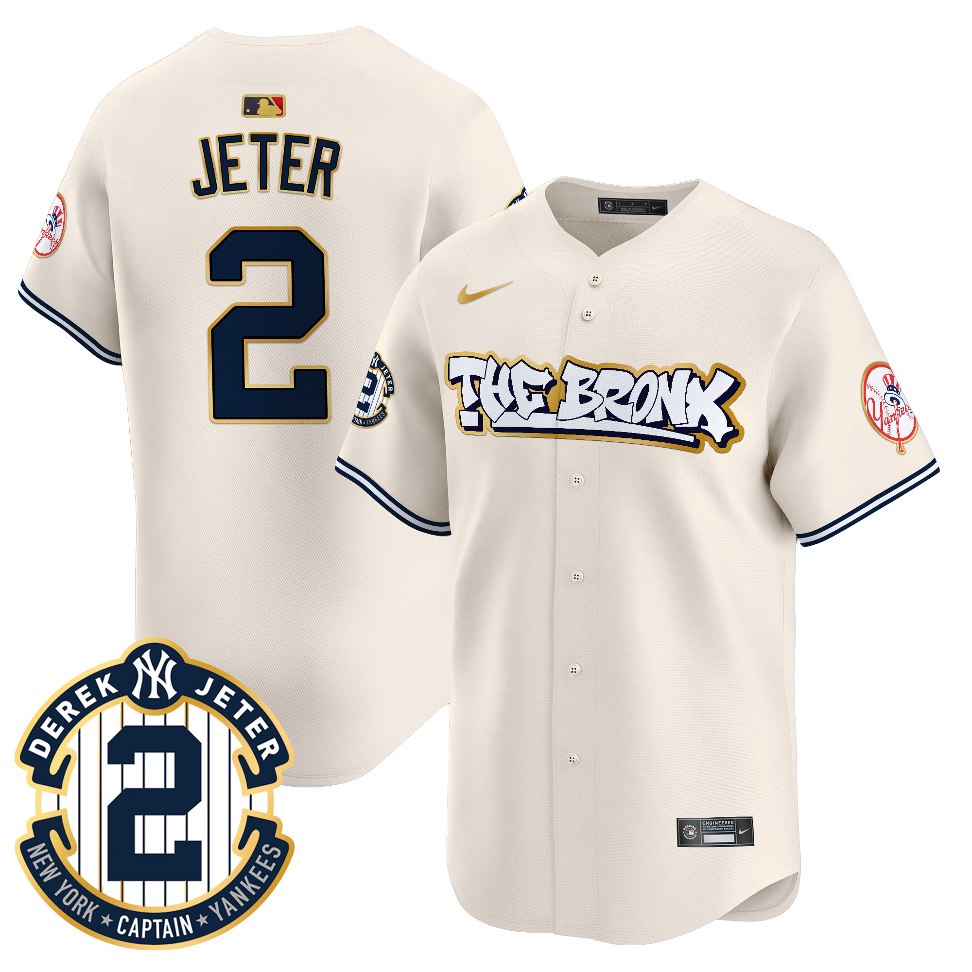 Men's New York Yankees The Bronx Graffiti Gold Trim Vapor Premier Limited Jersey - All Stitched
