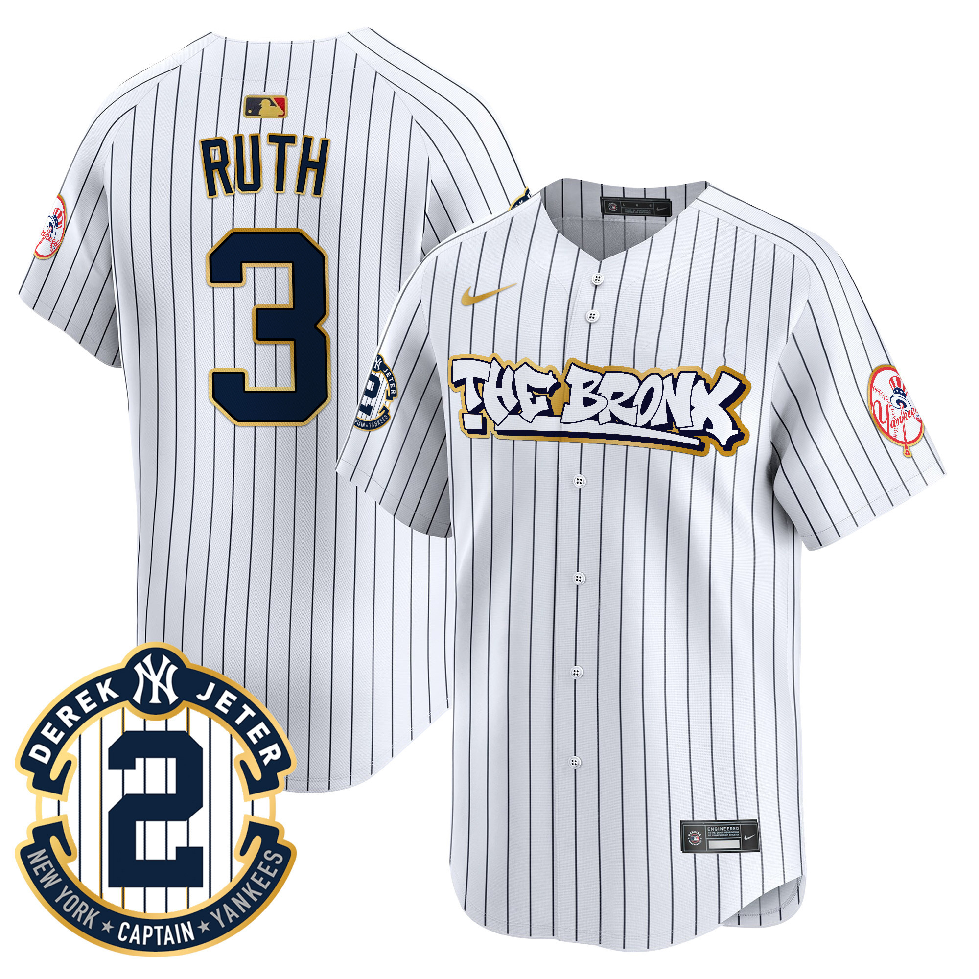 Men's New York Yankees The Bronx Graffiti Gold Trim Vapor Premier Limited Jersey - All Stitched