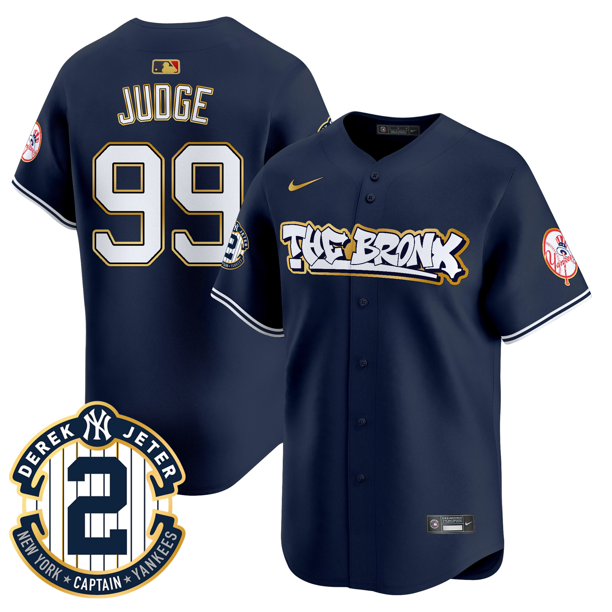 Men's New York Yankees The Bronx Graffiti Gold Trim Vapor Premier Limited Jersey - All Stitched