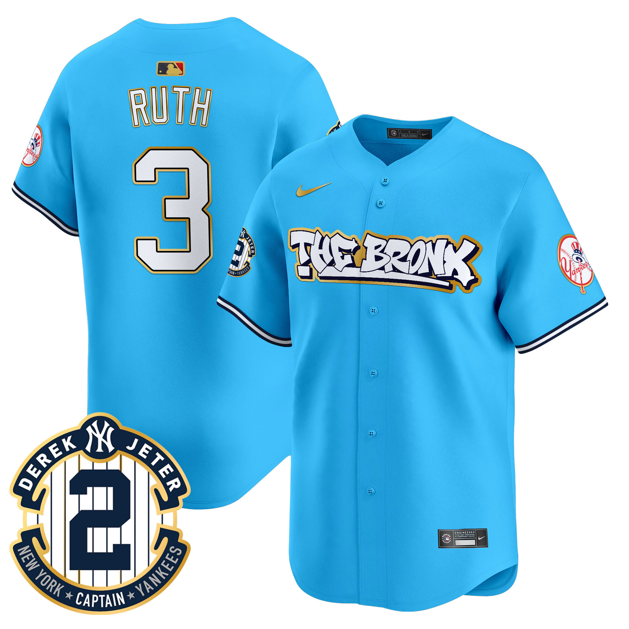 Men's New York Yankees The Bronx Graffiti Gold Trim Vapor Premier Limited Jersey - All Stitched