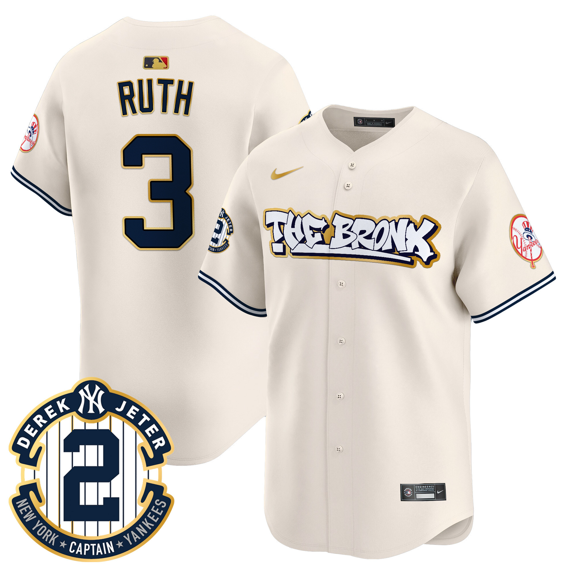 Men's New York Yankees The Bronx Graffiti Gold Trim Vapor Premier Limited Jersey - All Stitched