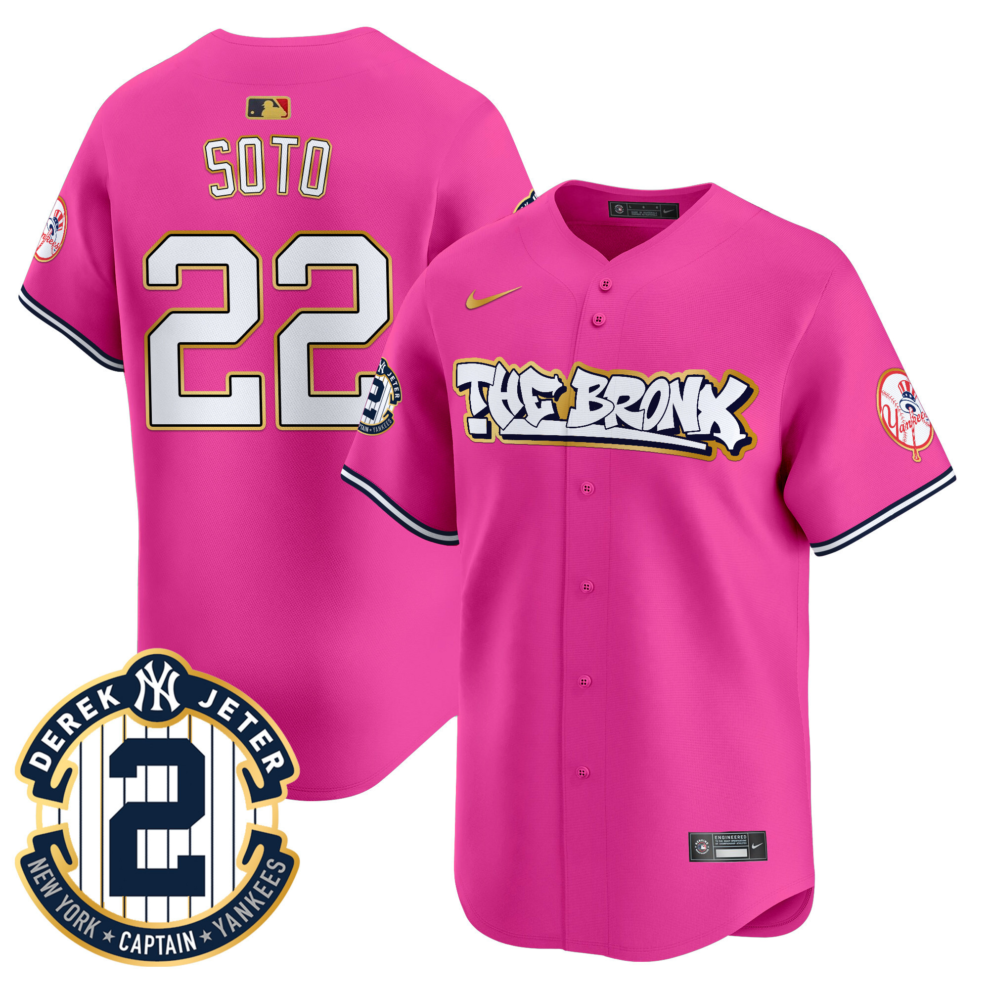 Men's New York Yankees The Bronx Graffiti Gold Trim Vapor Premier Limited Jersey - All Stitched