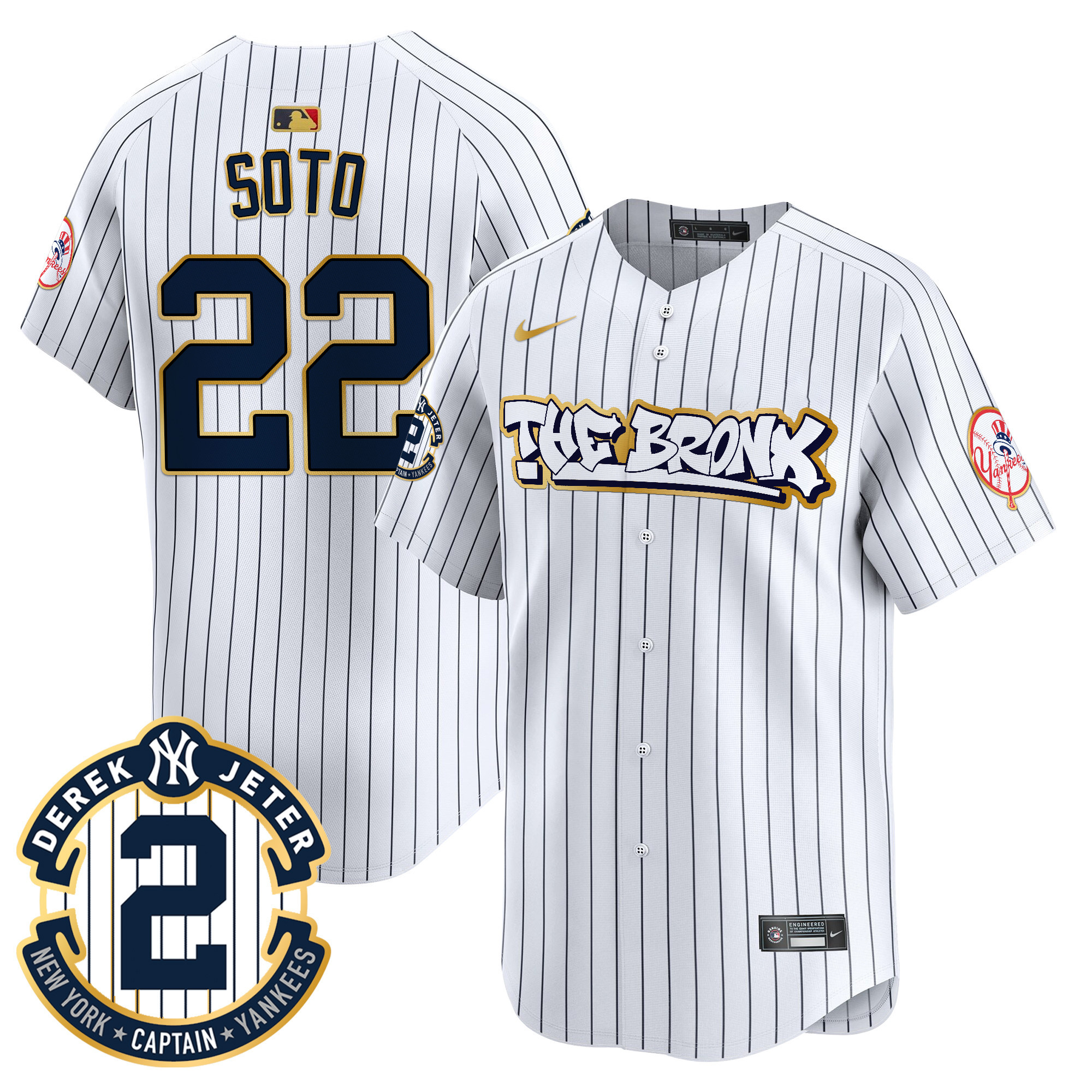 Men's New York Yankees The Bronx Graffiti Gold Trim Vapor Premier Limited Jersey - All Stitched