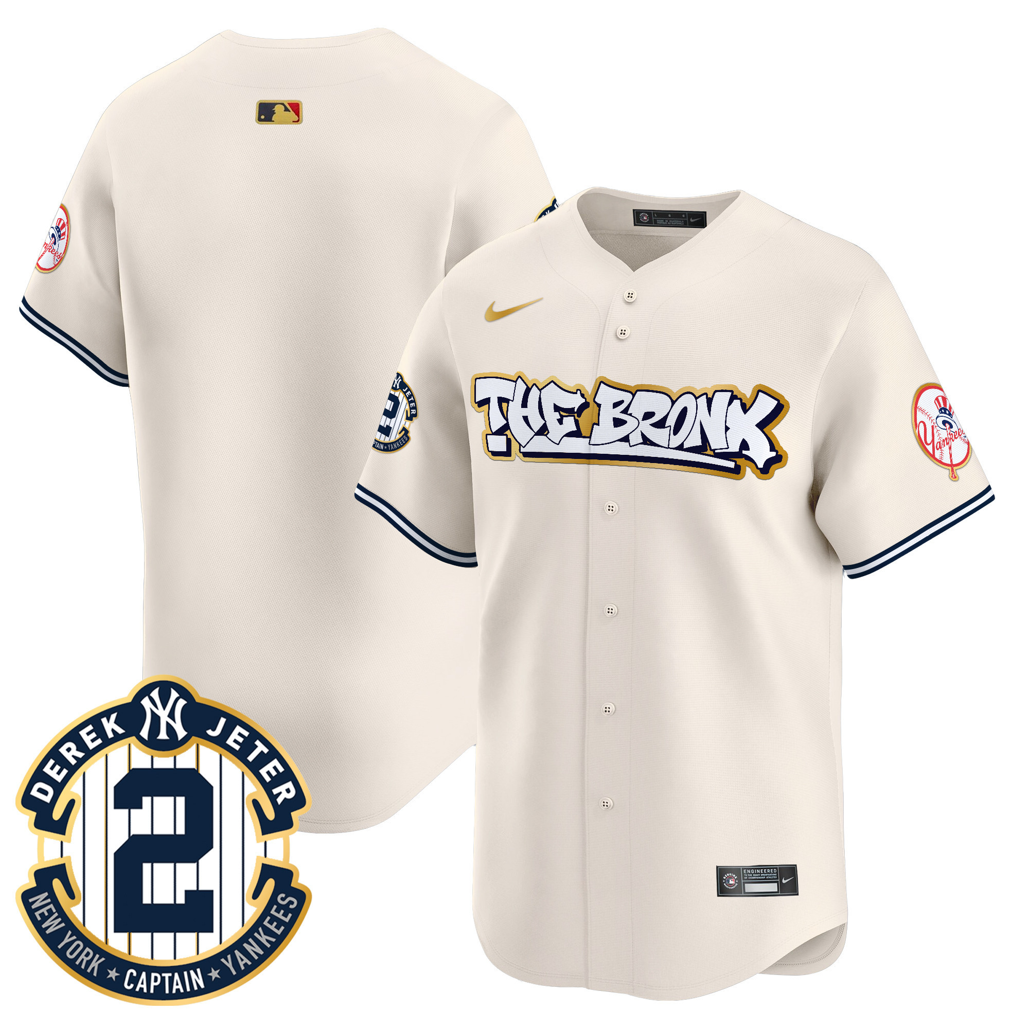 Men's New York Yankees The Bronx Graffiti Gold Trim Vapor Premier Limited Jersey - All Stitched