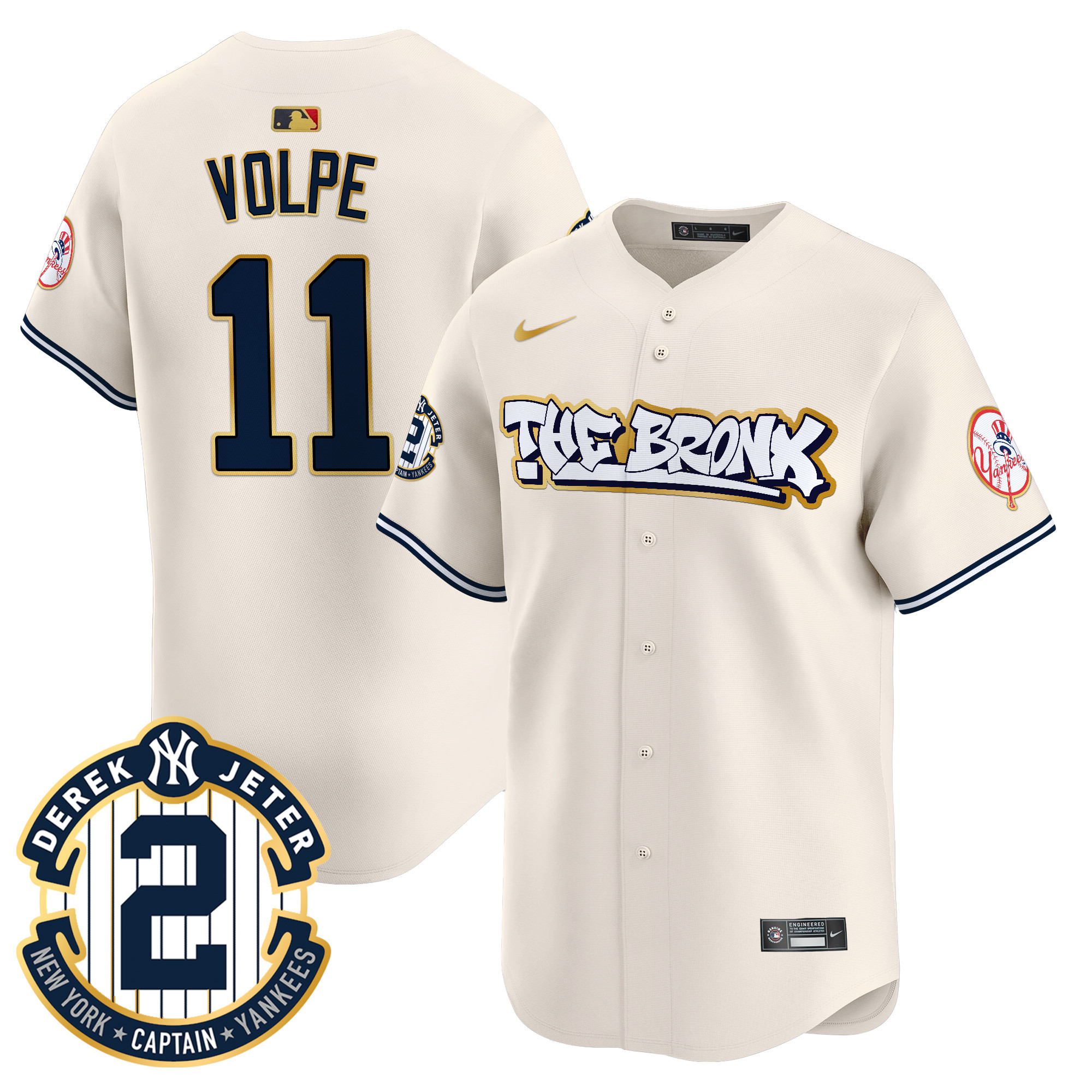 Men's New York Yankees The Bronx Graffiti Gold Trim Vapor Premier Limited Jersey - All Stitched